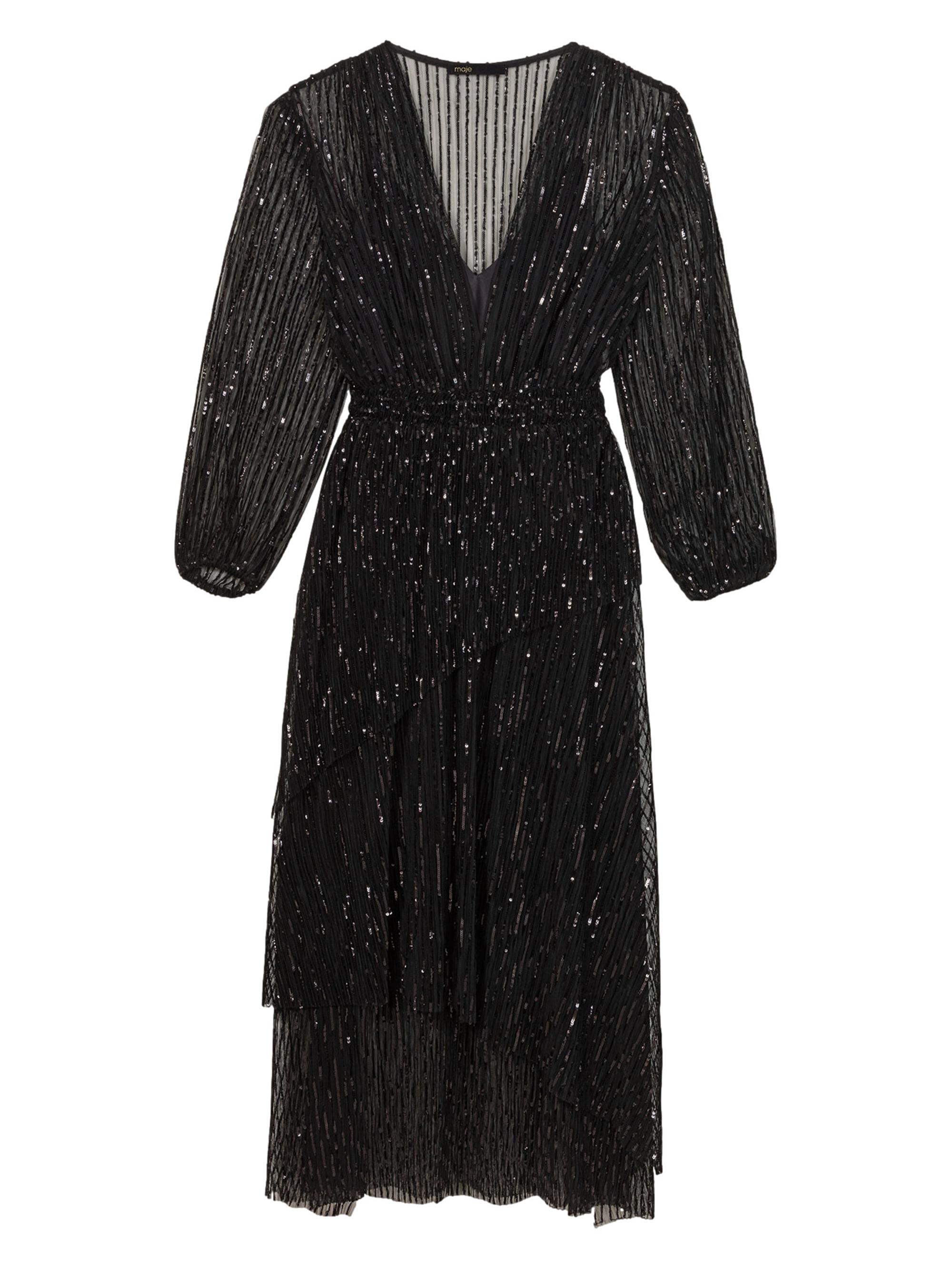 Maje Women's Sequin Maxi Dress - Black