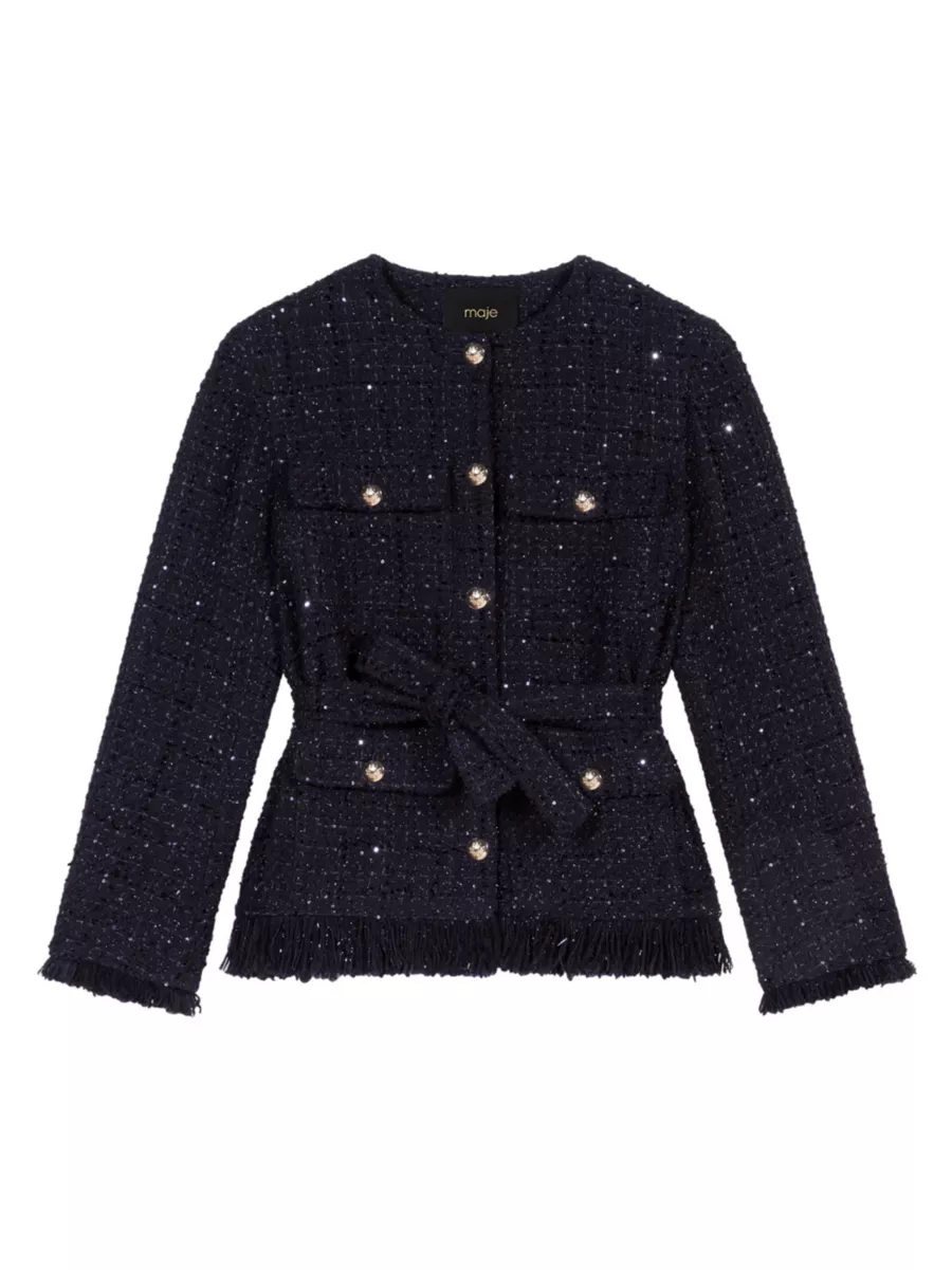 Shop Maje Sequined Tweed Jacket | Saks Fifth Avenue Shop Maje Sequined Tweed Jacket | Saks Fifth Avenue