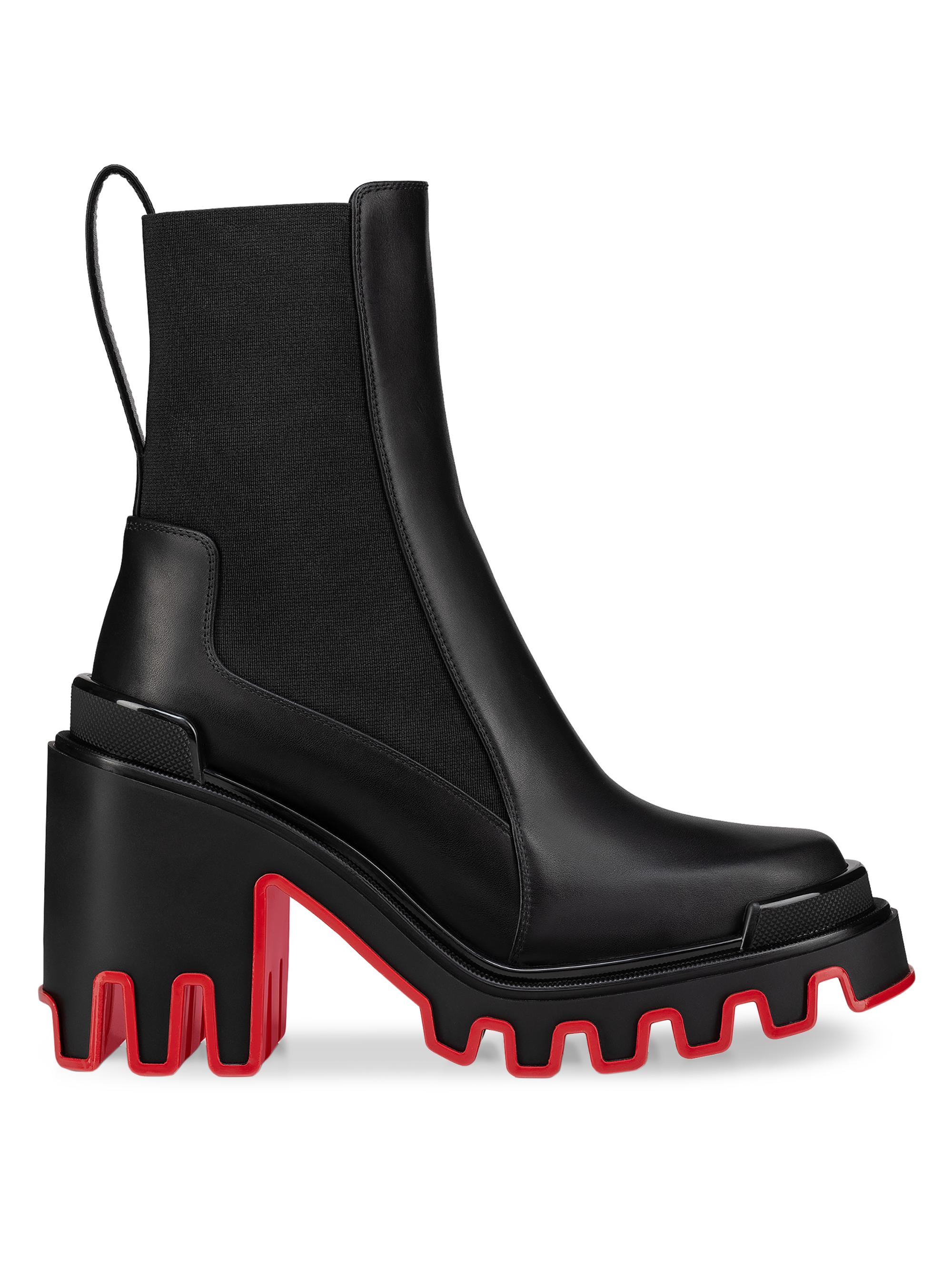 Christian Louboutin Women's Marchacroche Duna Calf Leather 95MM Booties - Black