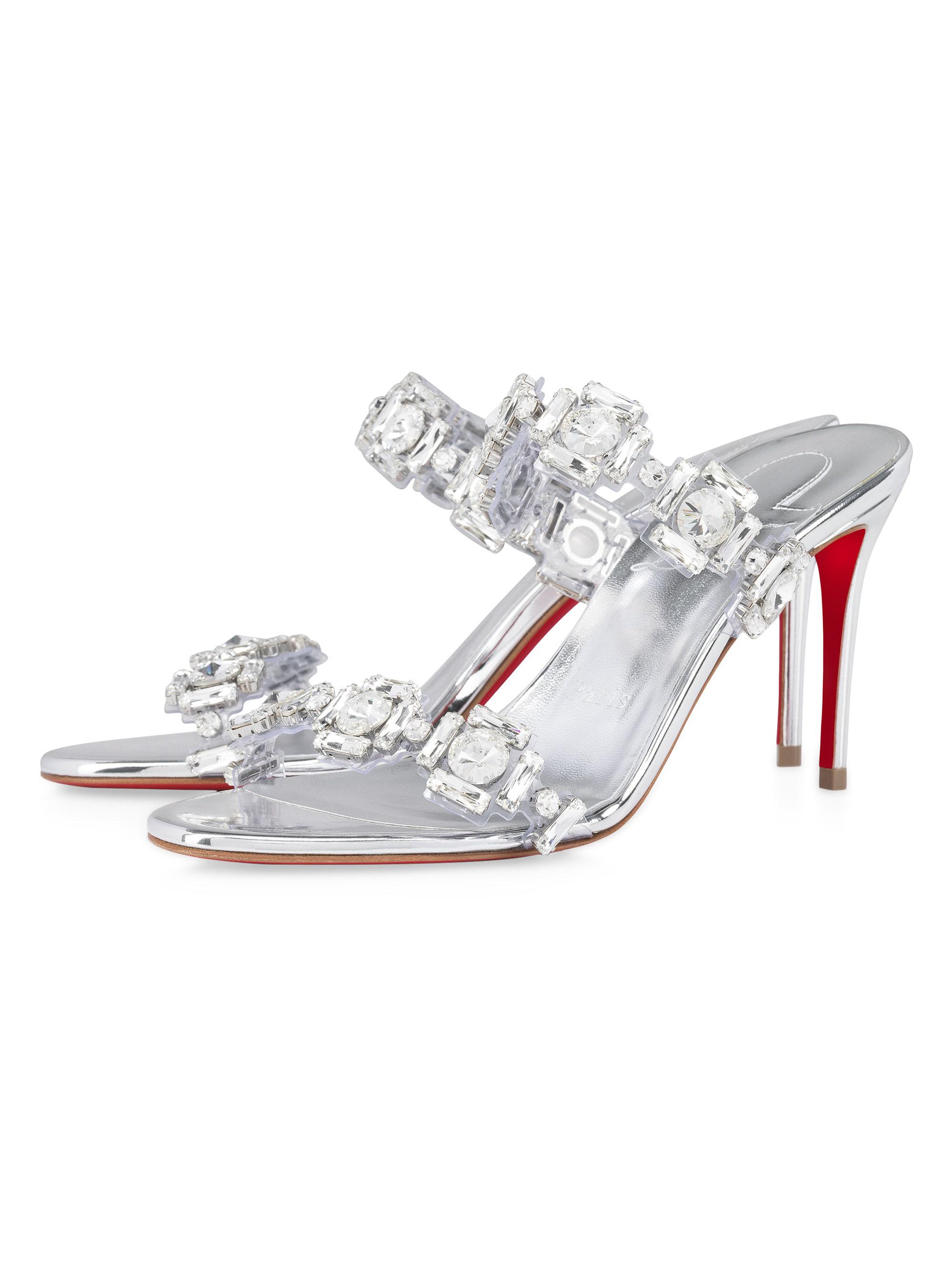 Christian Louboutin シルバー ハイヒール Christian Louboutin Just Jewel 85MM Specchio Leather Heels