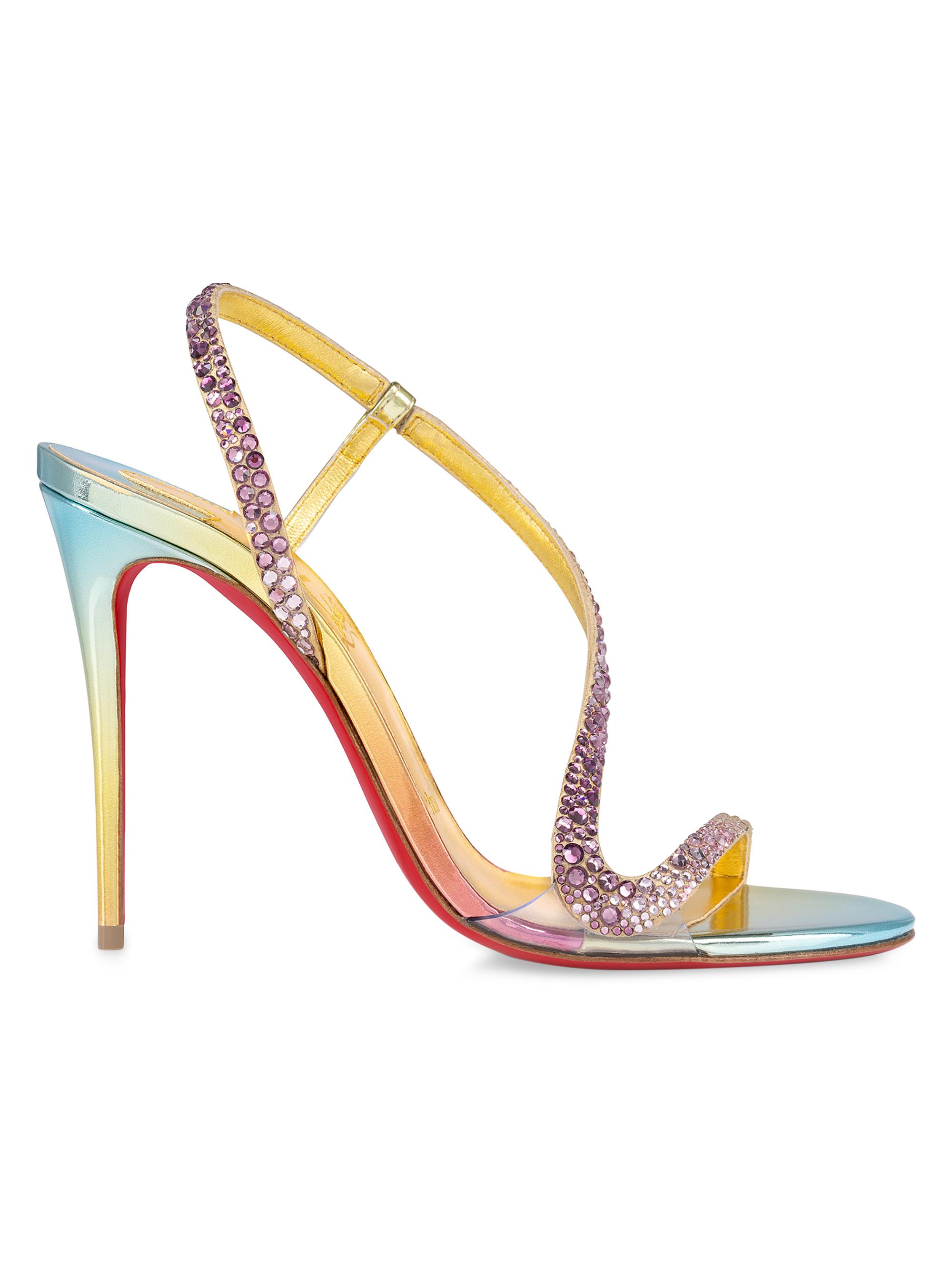 Christian Louboutin Women's Rosalie Strass Boreal 100MM Suede Sandals - Multicolored