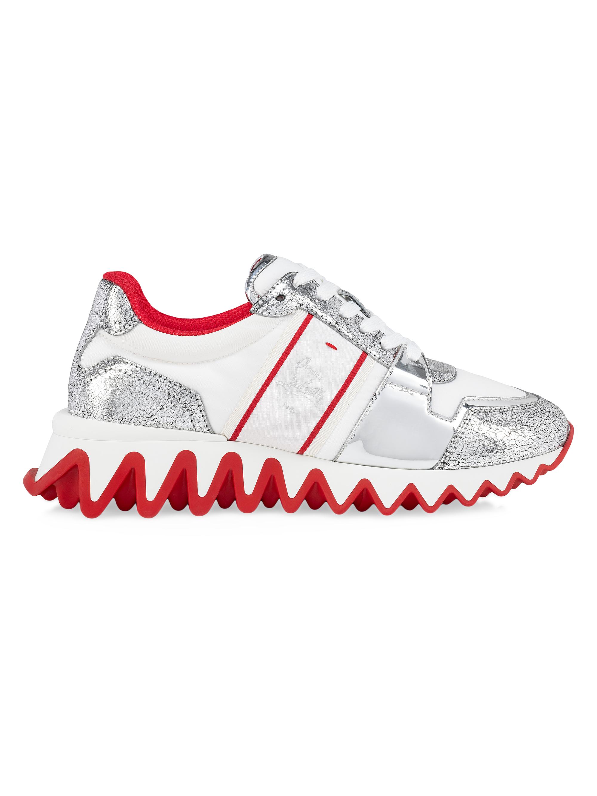 Christian Louboutin Women's Nastroshark Low-Top Sneakers - Silver White