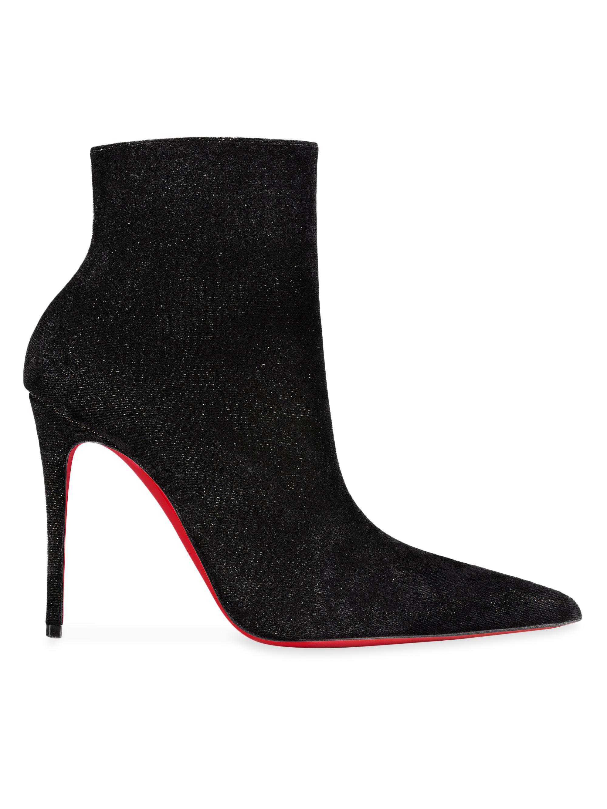 Christian Louboutin Women's Kate Max 100MM Velvet Boots - Black