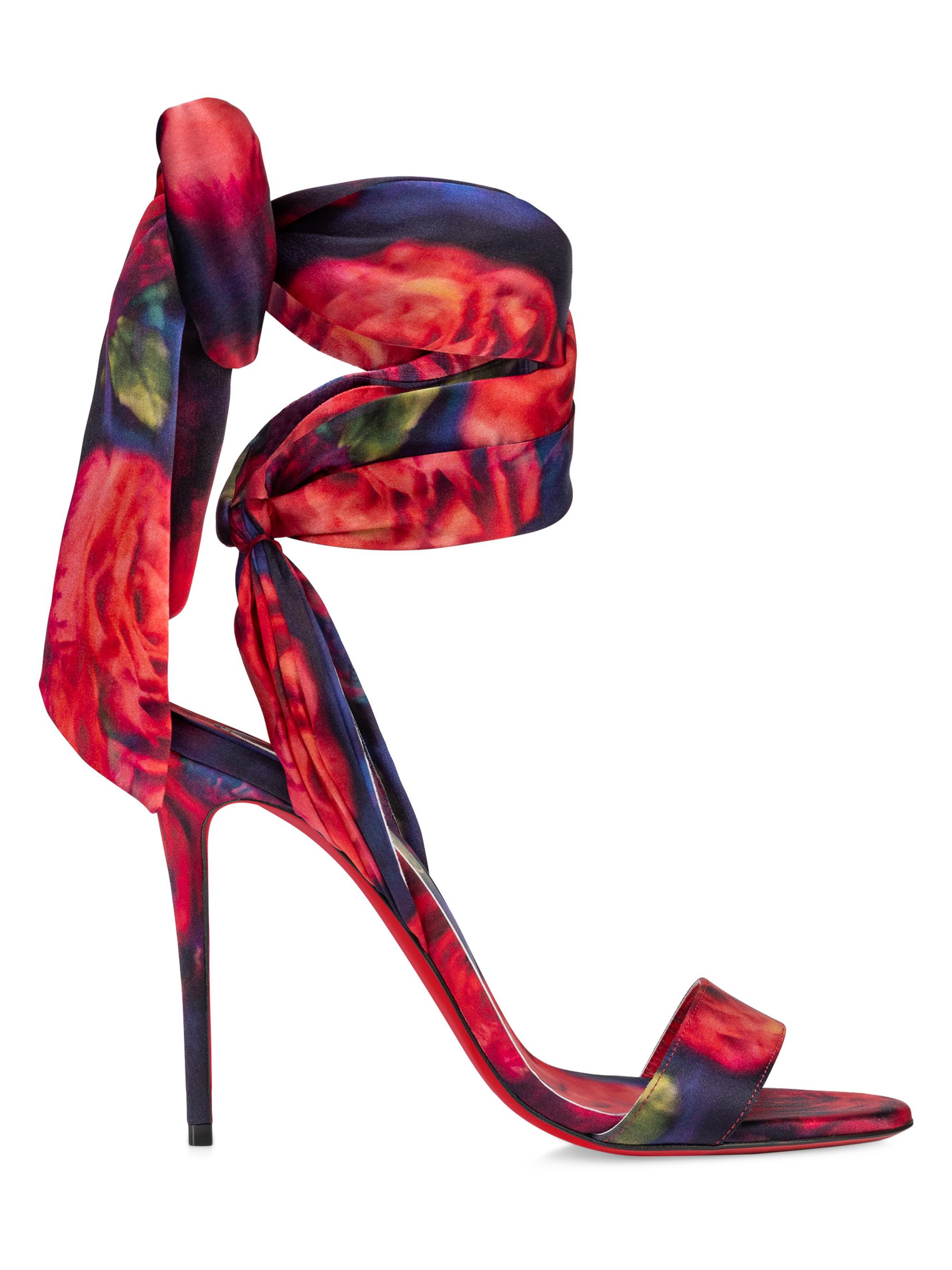 Christian Louboutin Women's Sandale Du Desert 0MM Satin Heels