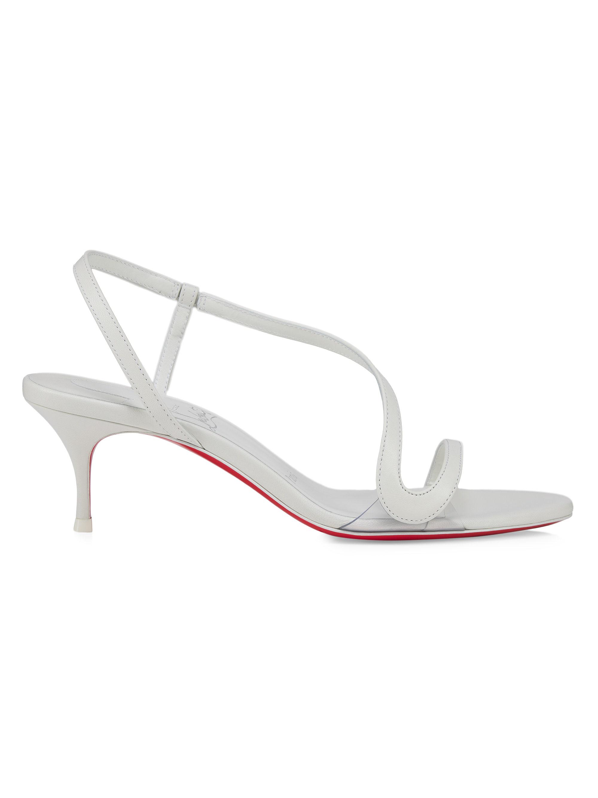 Christian Louboutin Women's Rosalie Leather 55MM Sandal Heels - Bianco
