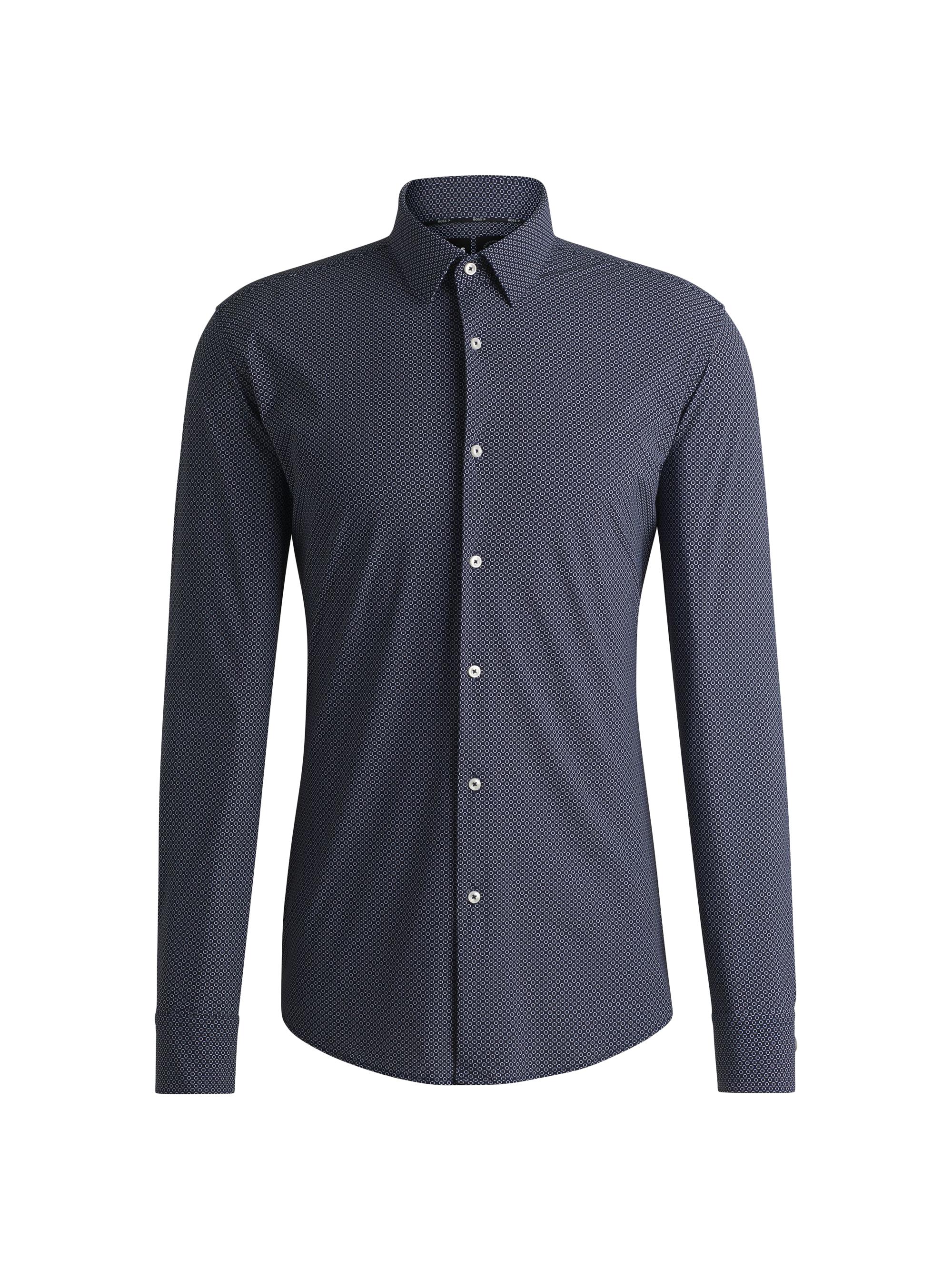 BOSS Men's Slim Fit Shirt in Geometric Print - Blue