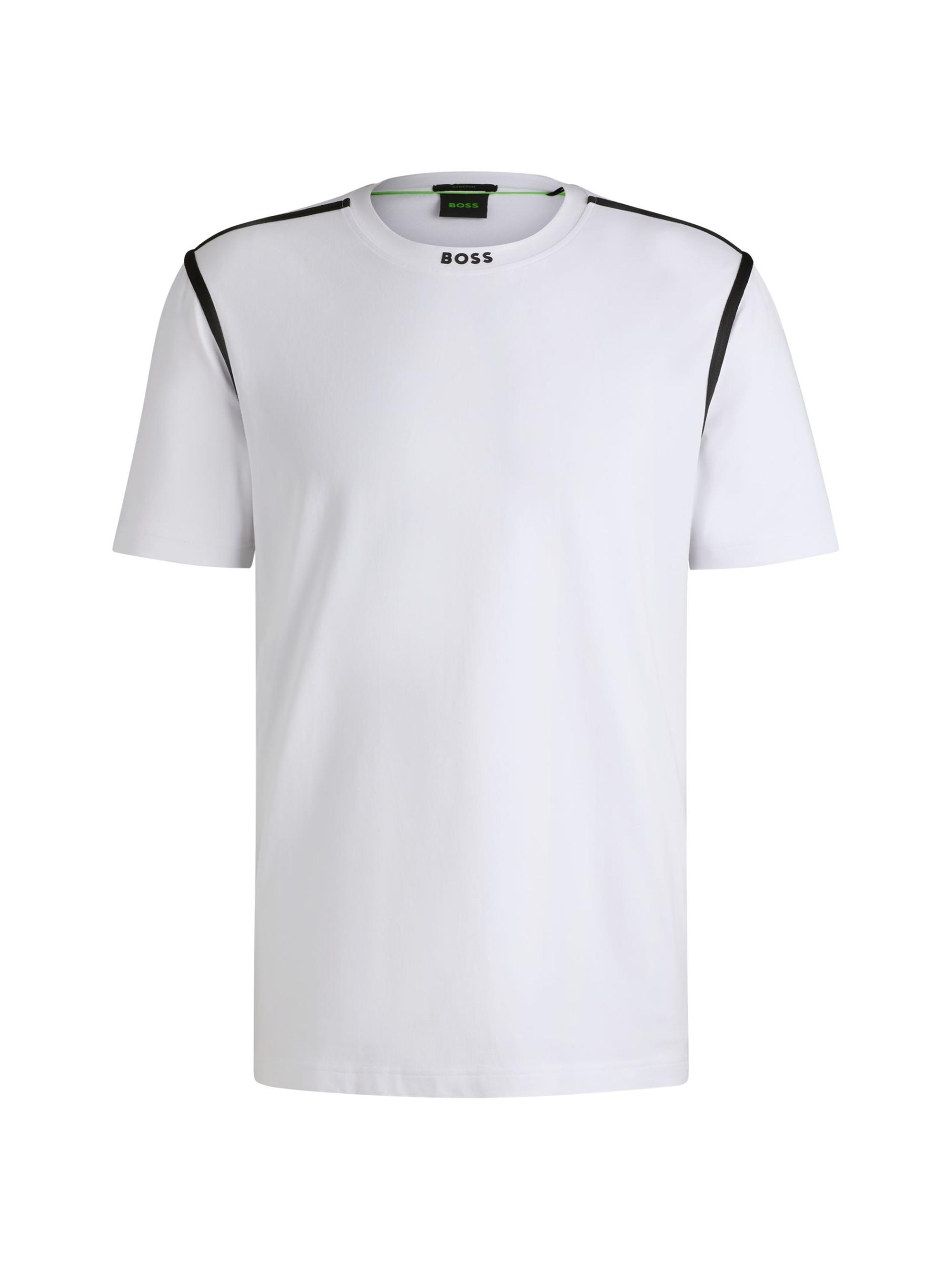 BOSS Men's Stretch-Cotton T-Shirt with Tape Trims - Dark Grey