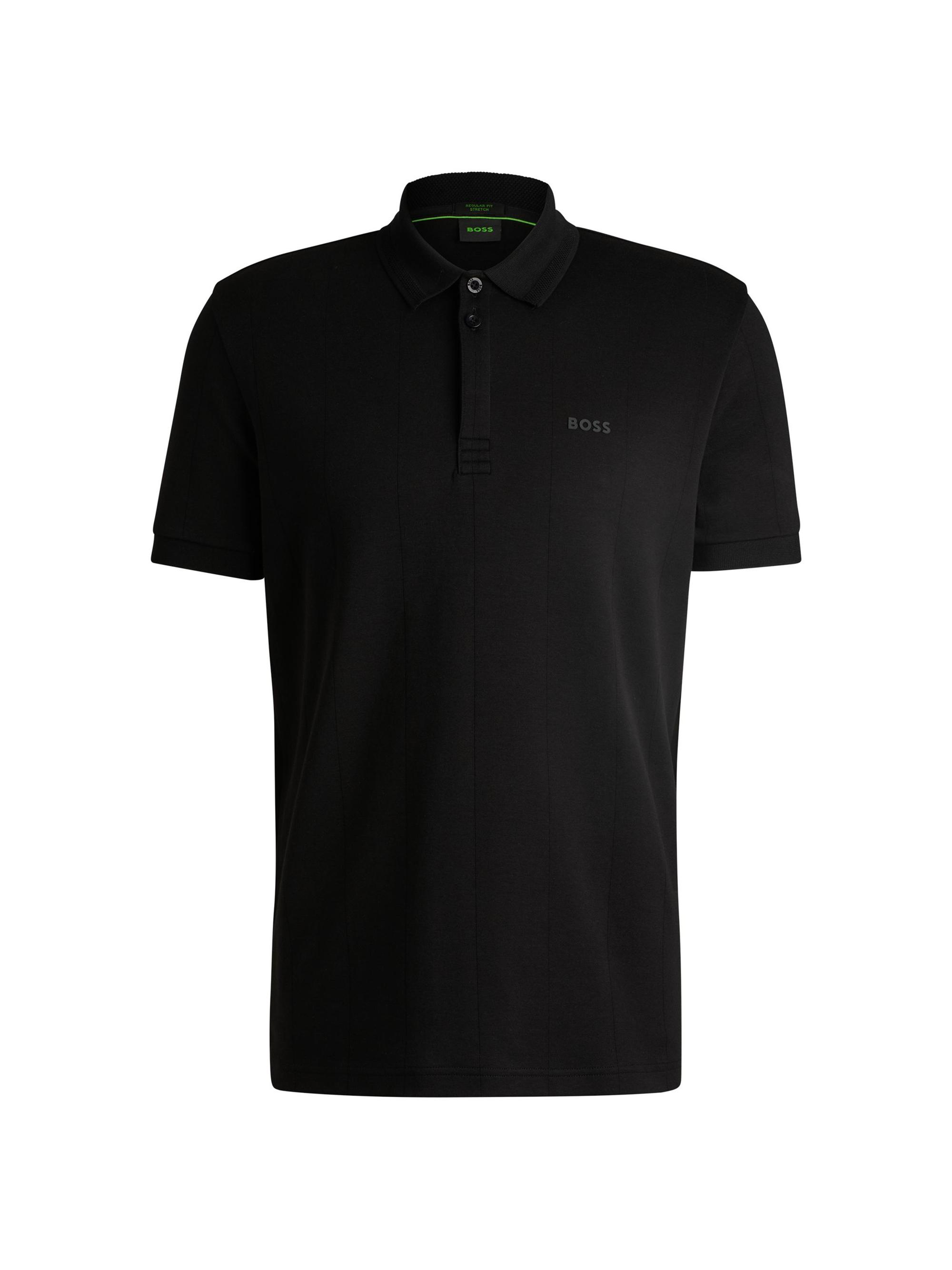 BOSS Men's Paddy Polo Shirt with Drop-Needle Stitching - Black