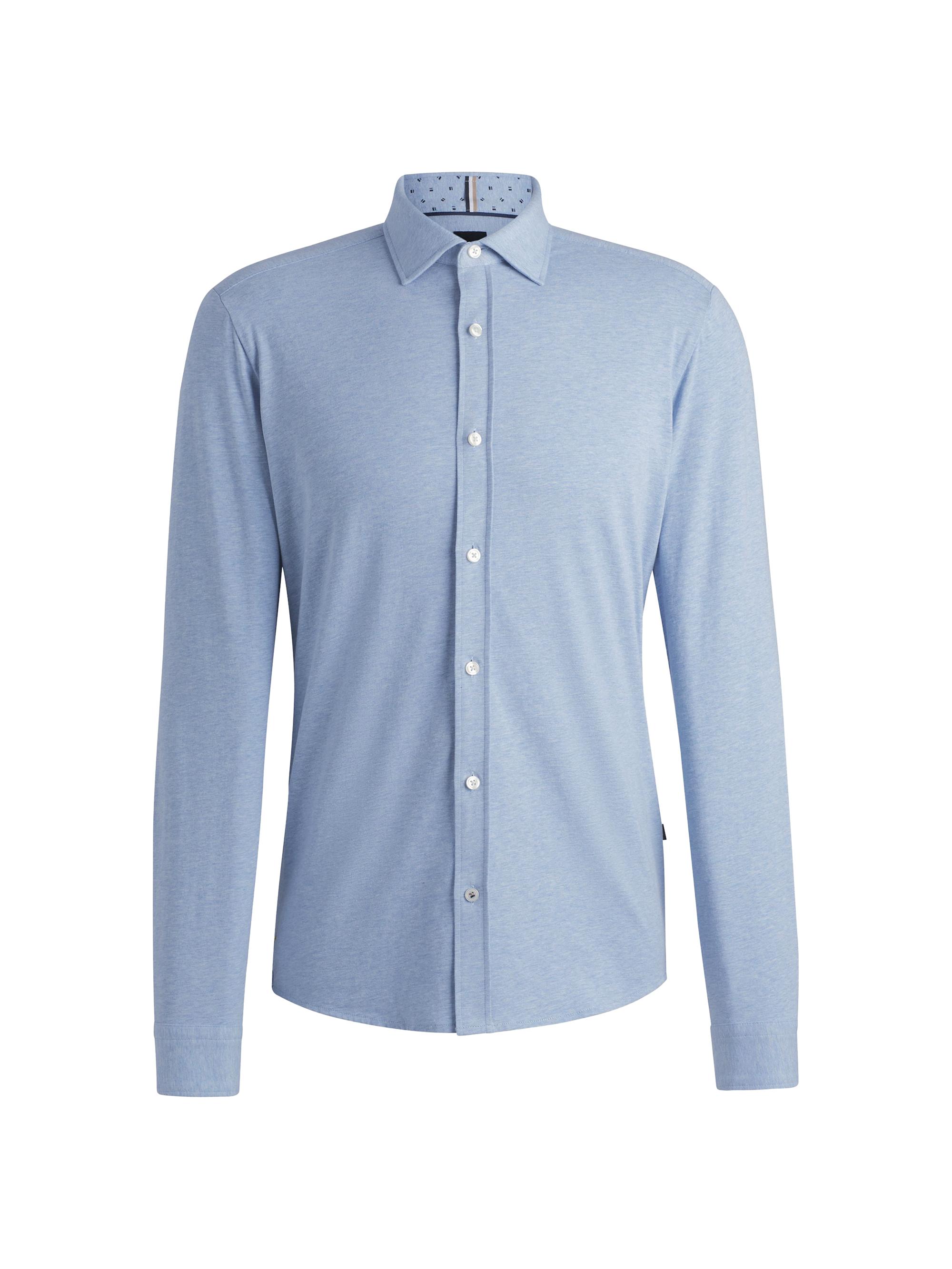 BOSS Men's Slim Fit Shirt in Stretch Cotton Jersey - Light Blue