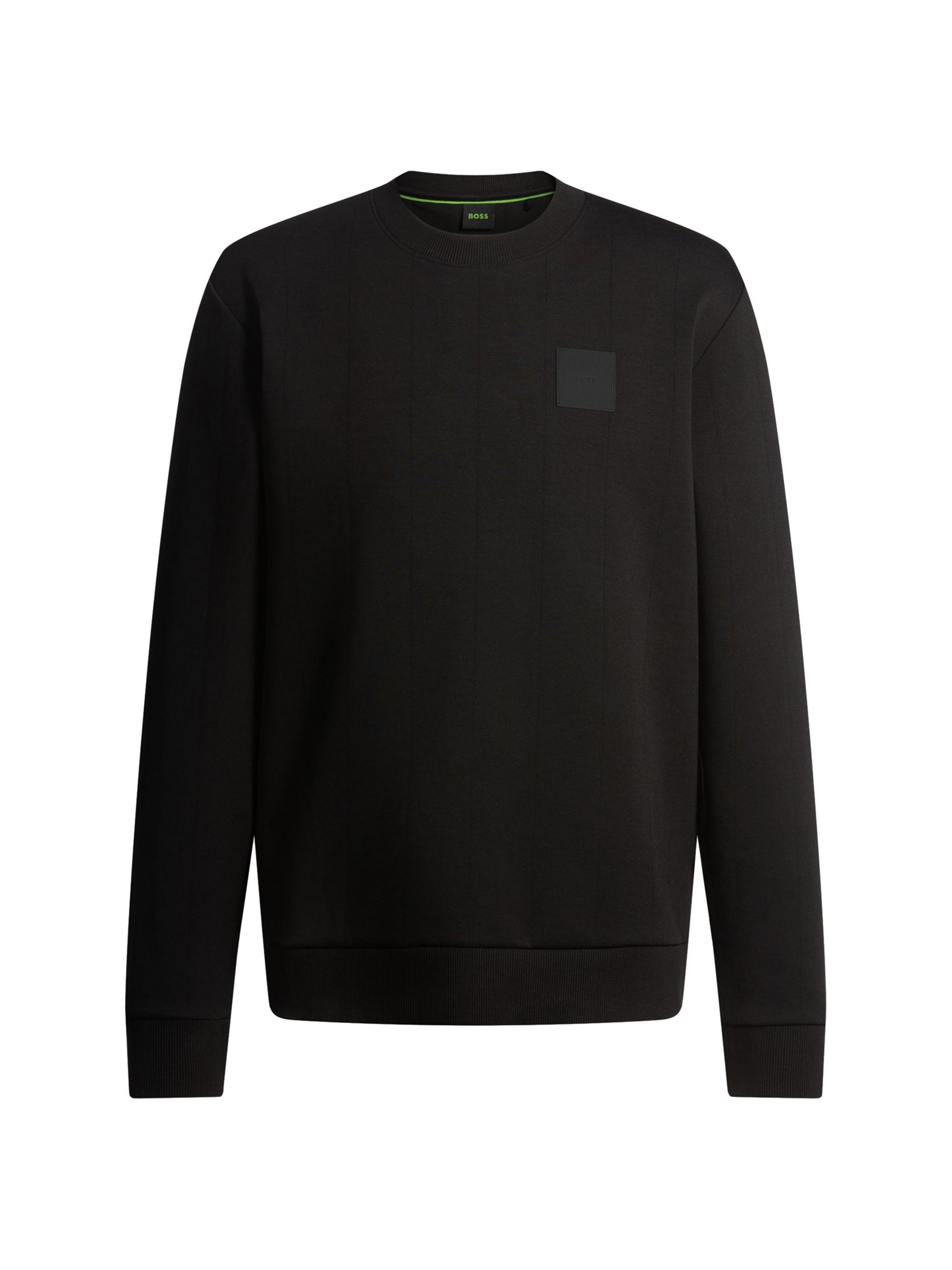 BOSS Men's Sweatshirt with Drop-Needle Stitching - Black