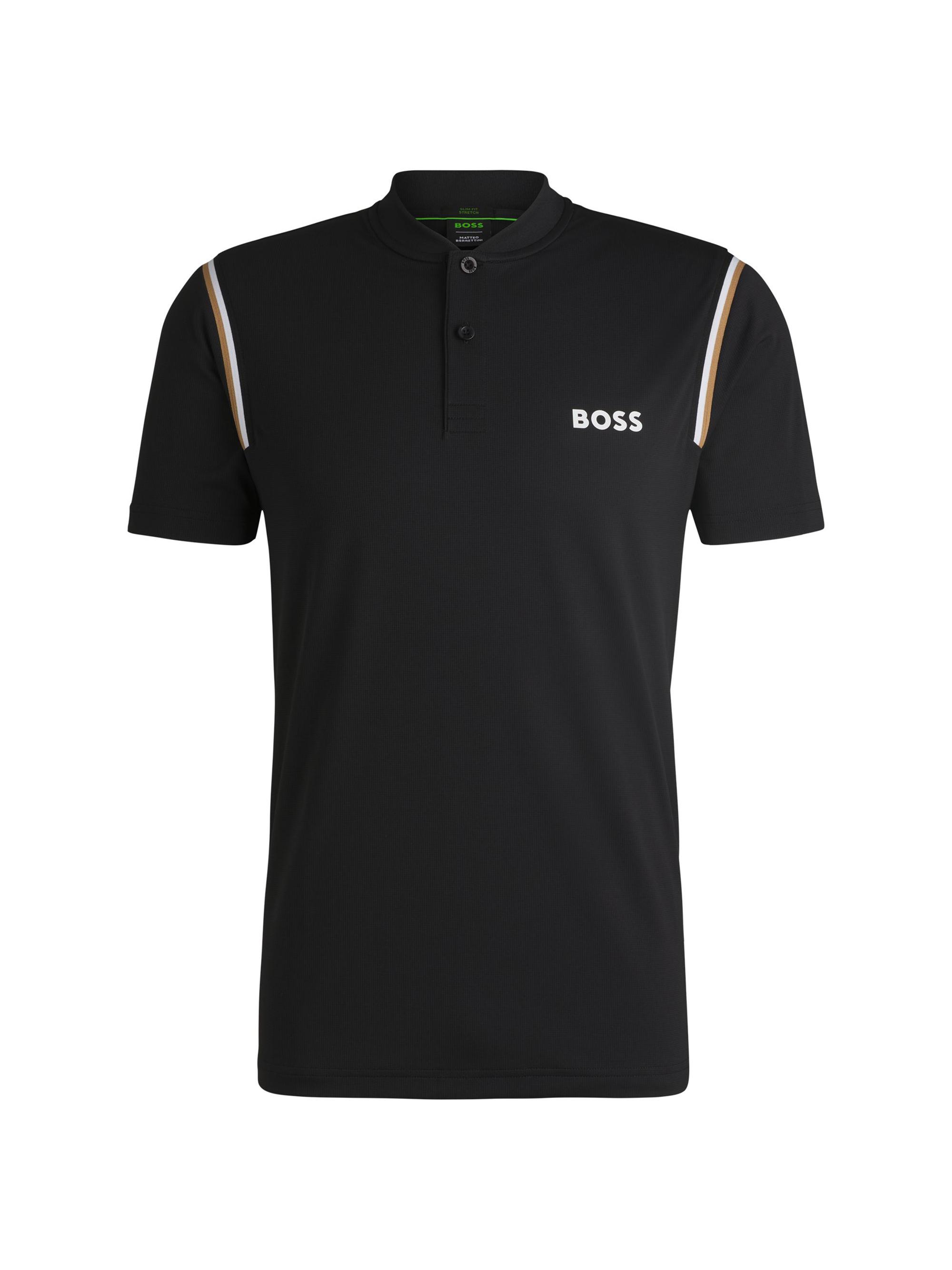 BOSS Men's Boss X Matteo Berrettini Active Polo Shirt with Moisture Control - Black