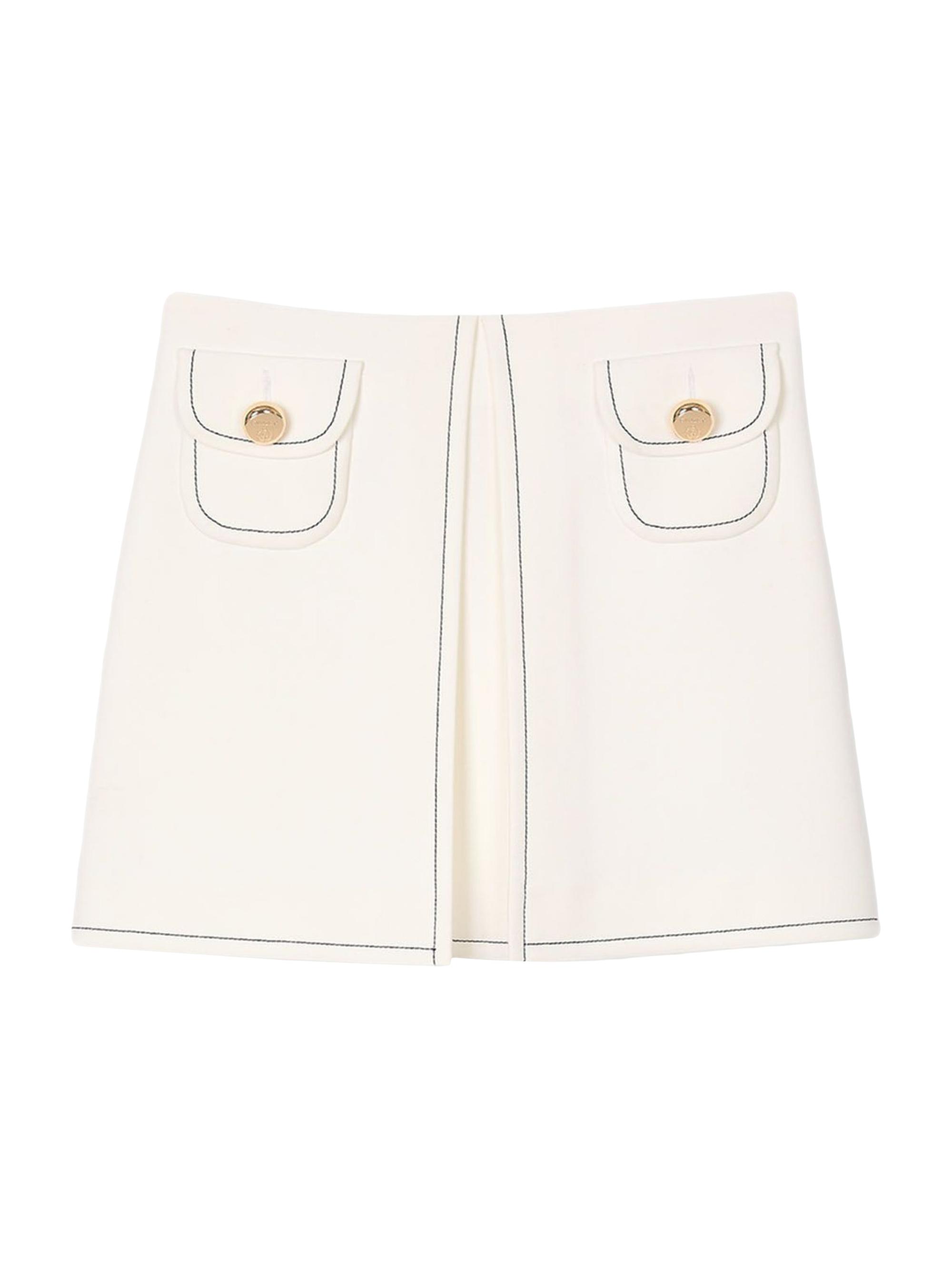 Sandro Women's Short Box-Pleated Skirt - Ecru