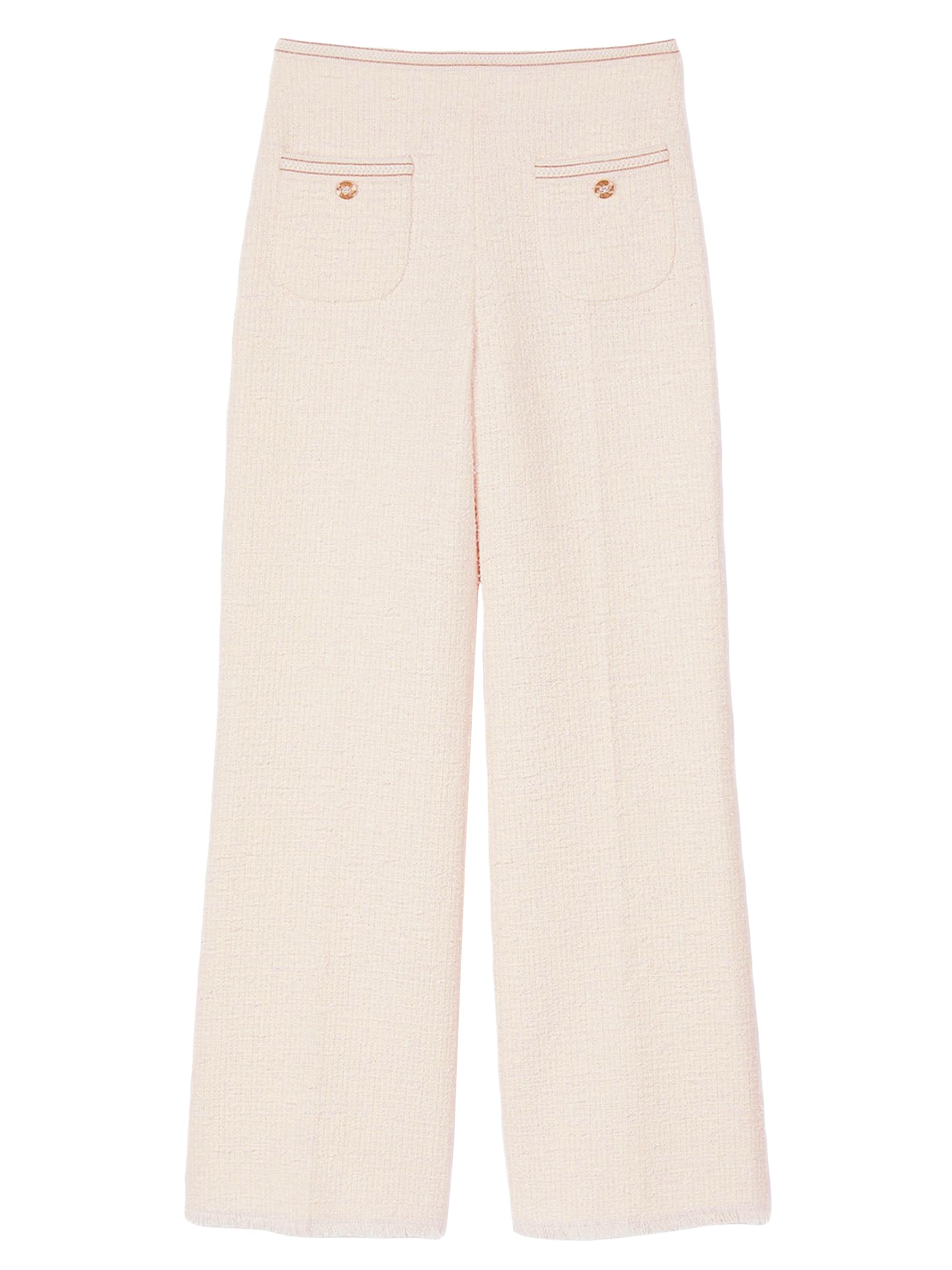 Sandro Women's Decorative Tweed Trousers - Ecru Pink