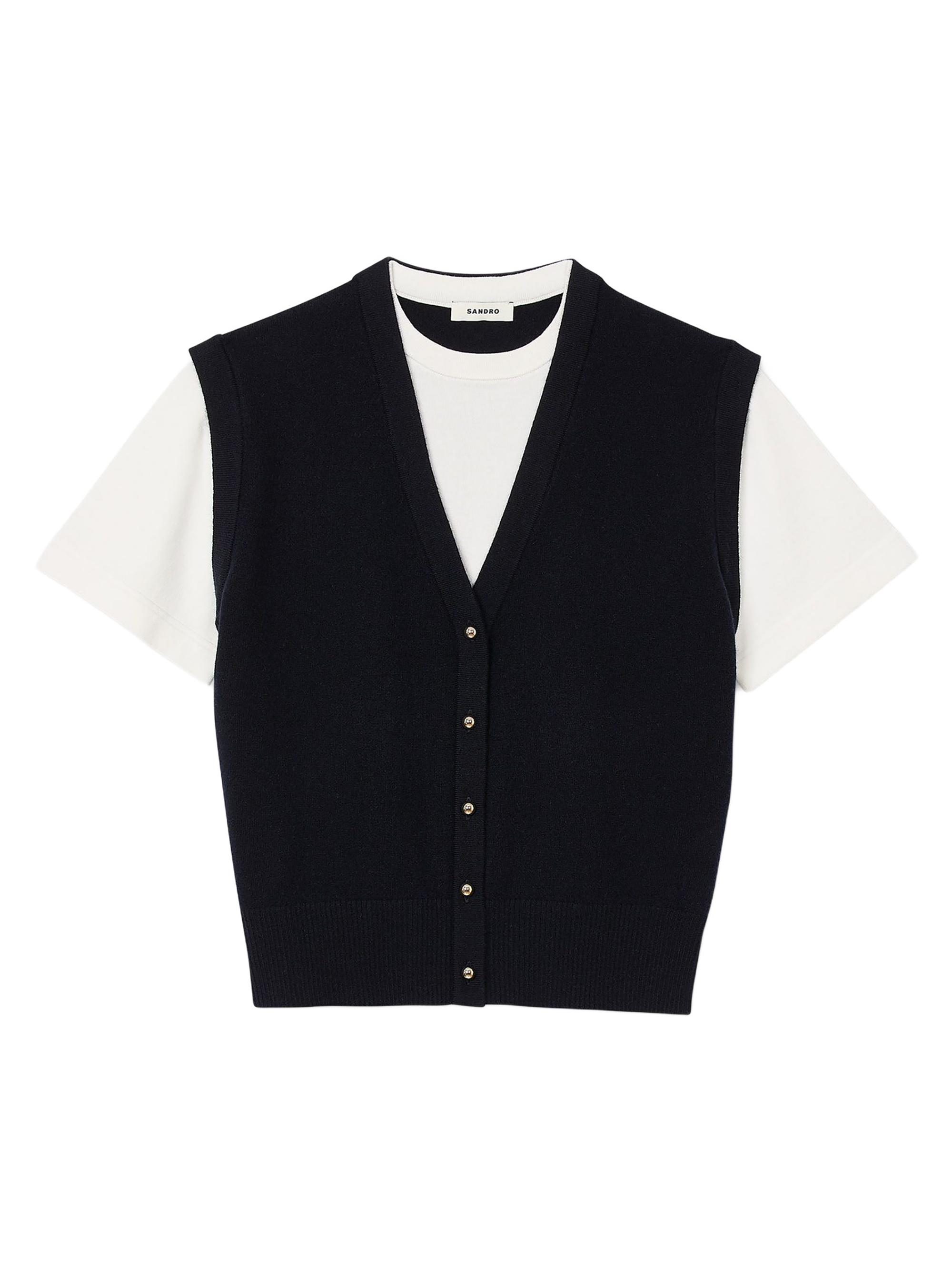 Sandro Women's Two-Tone Wool and Cashmere Sweater - Bordeaux