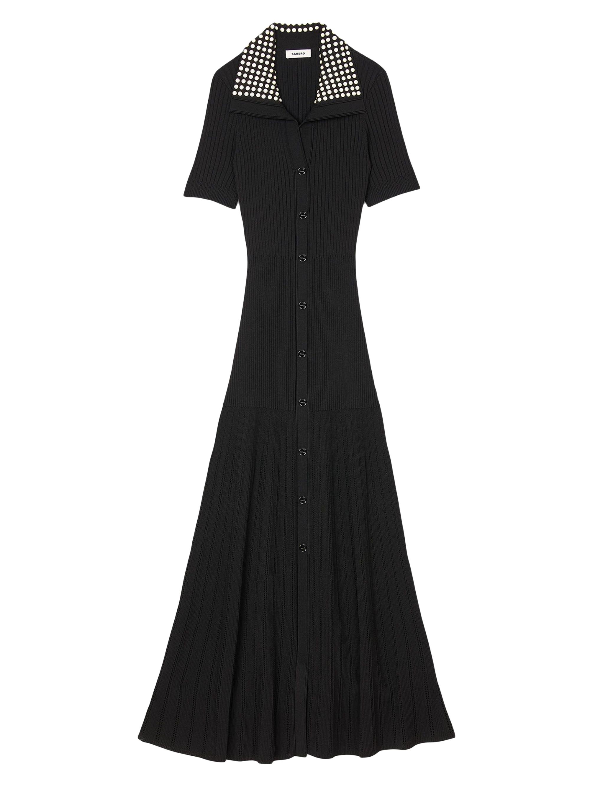 Sandro Women's Knit Maxi Dress with Studs - Black