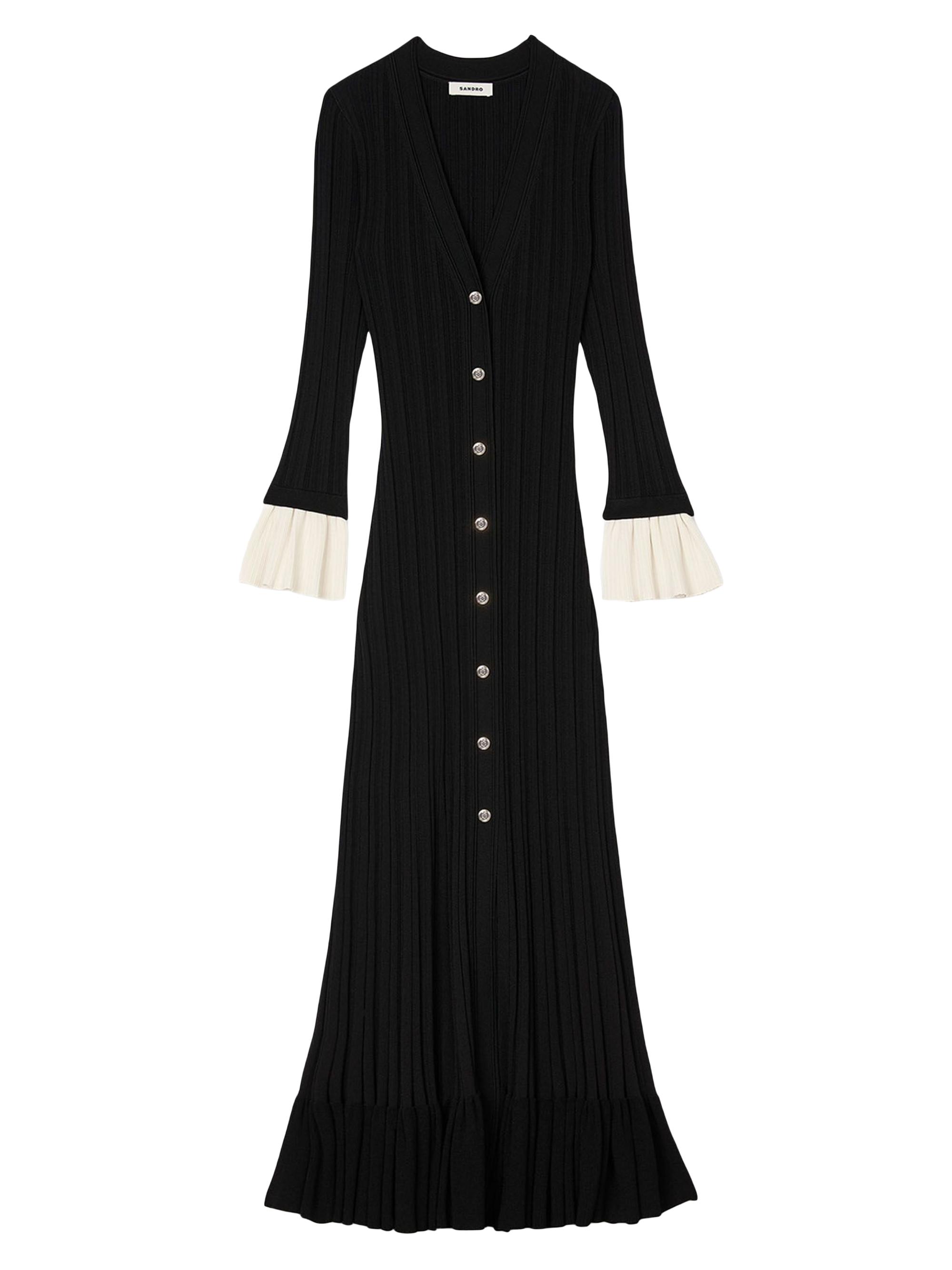 Sandro Women's Two-tone knit maxi dress - Navy Blue