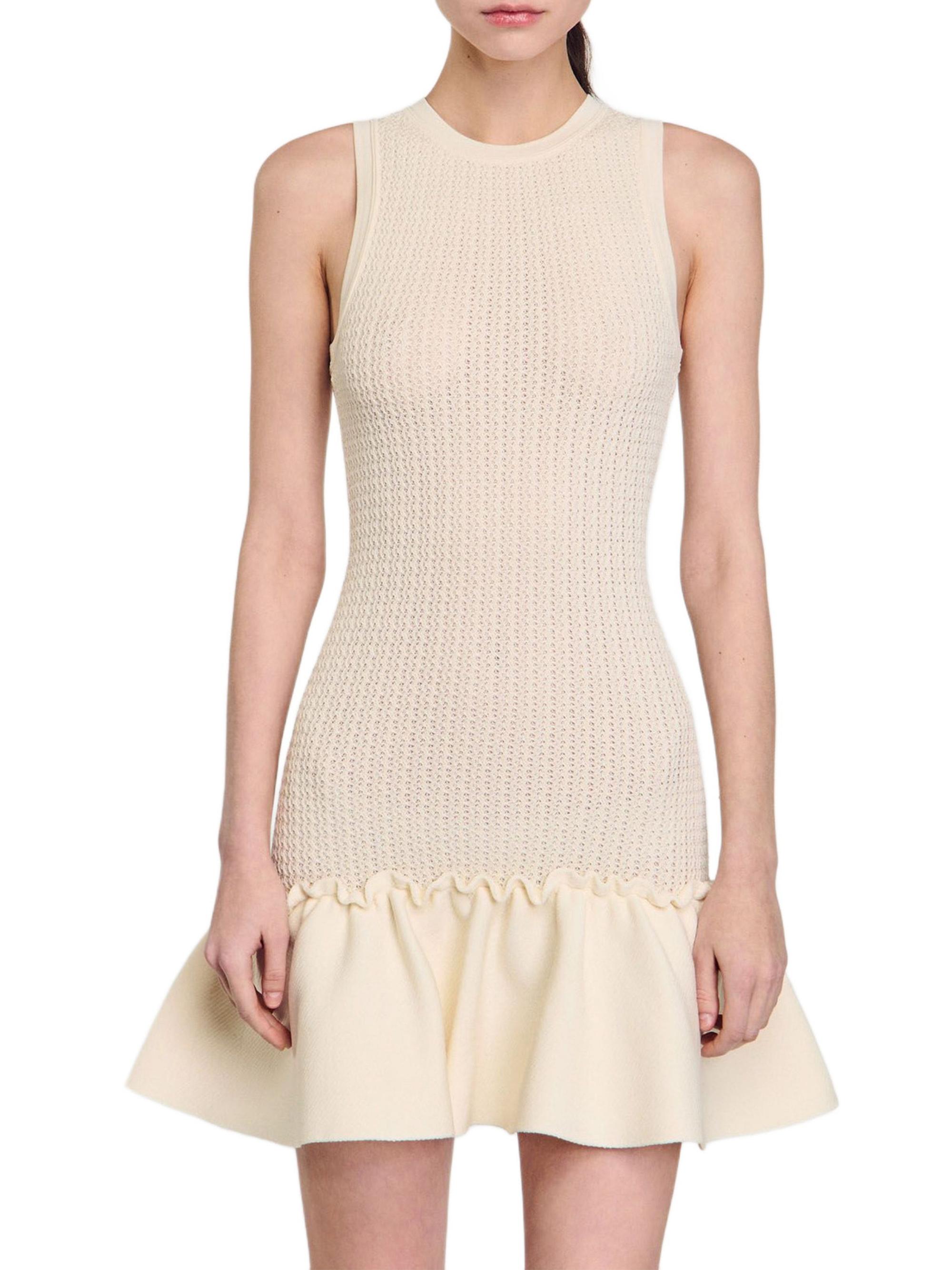 Sandro Mini Knit Dress with Ruffle | Saks Fifth Avenue