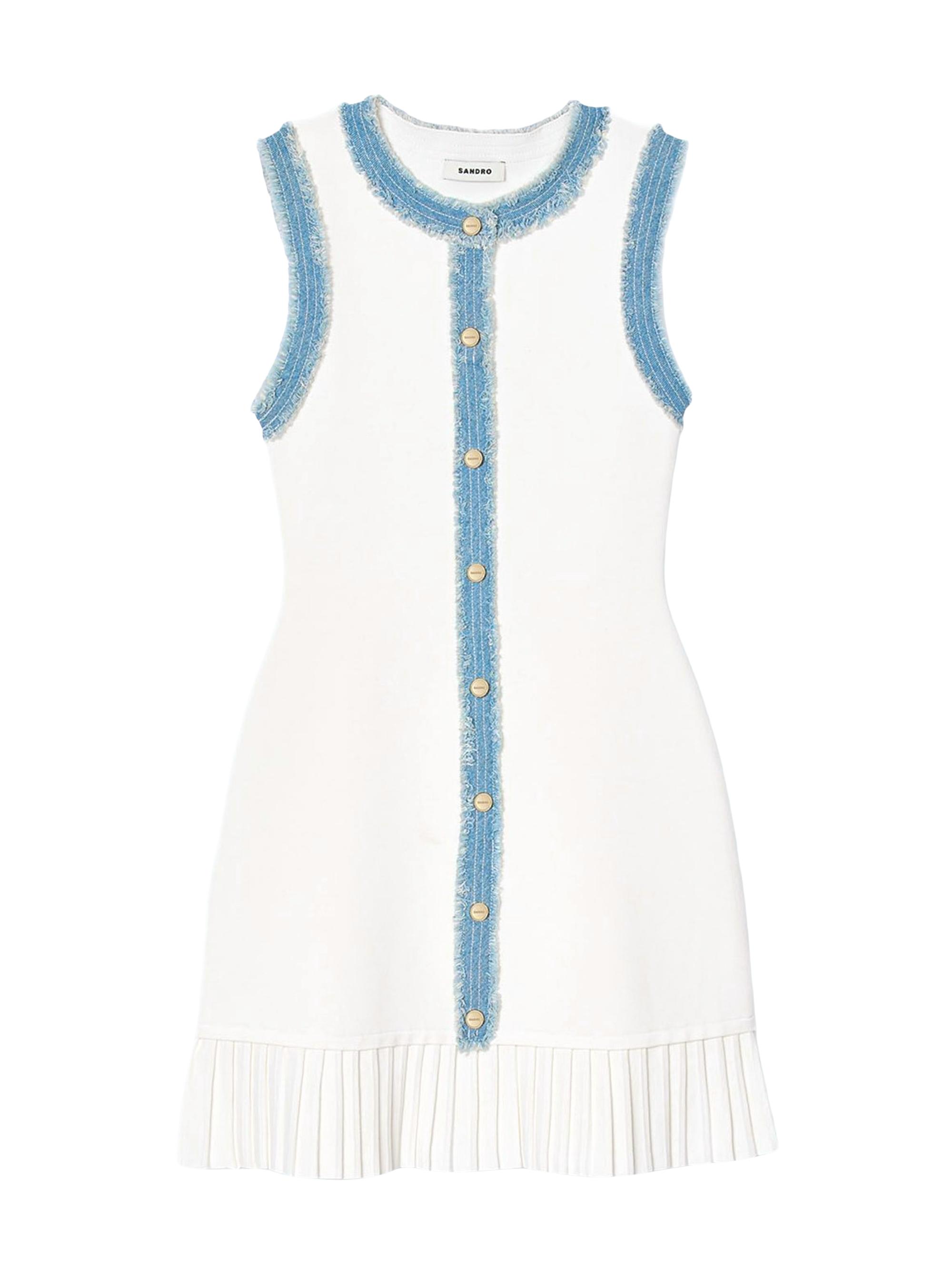 Sandro Women's Mini Knit Dress with Ruffle - Ecru