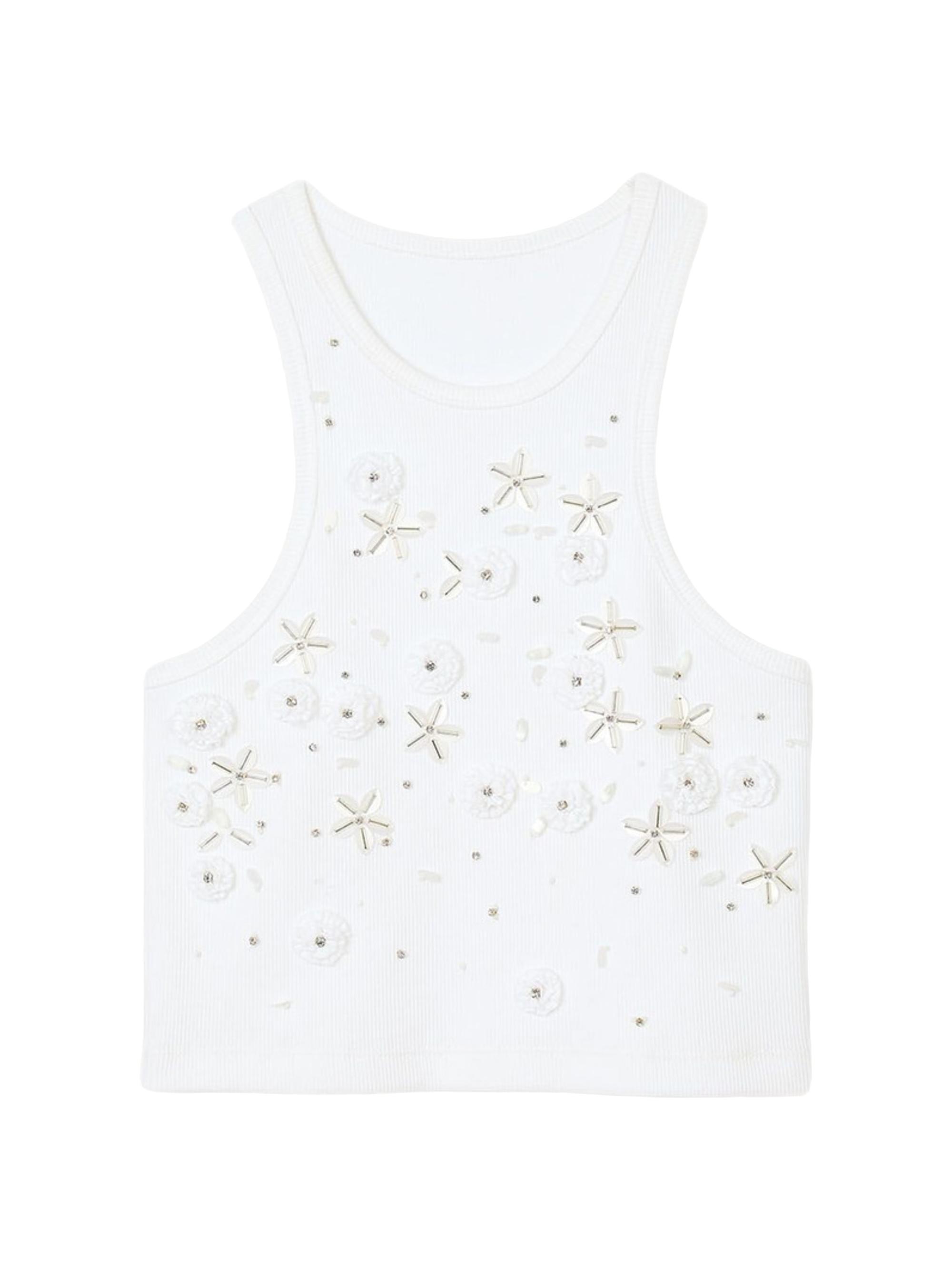 Sandro Women's Beaded and Rhinestone Tank Top - White