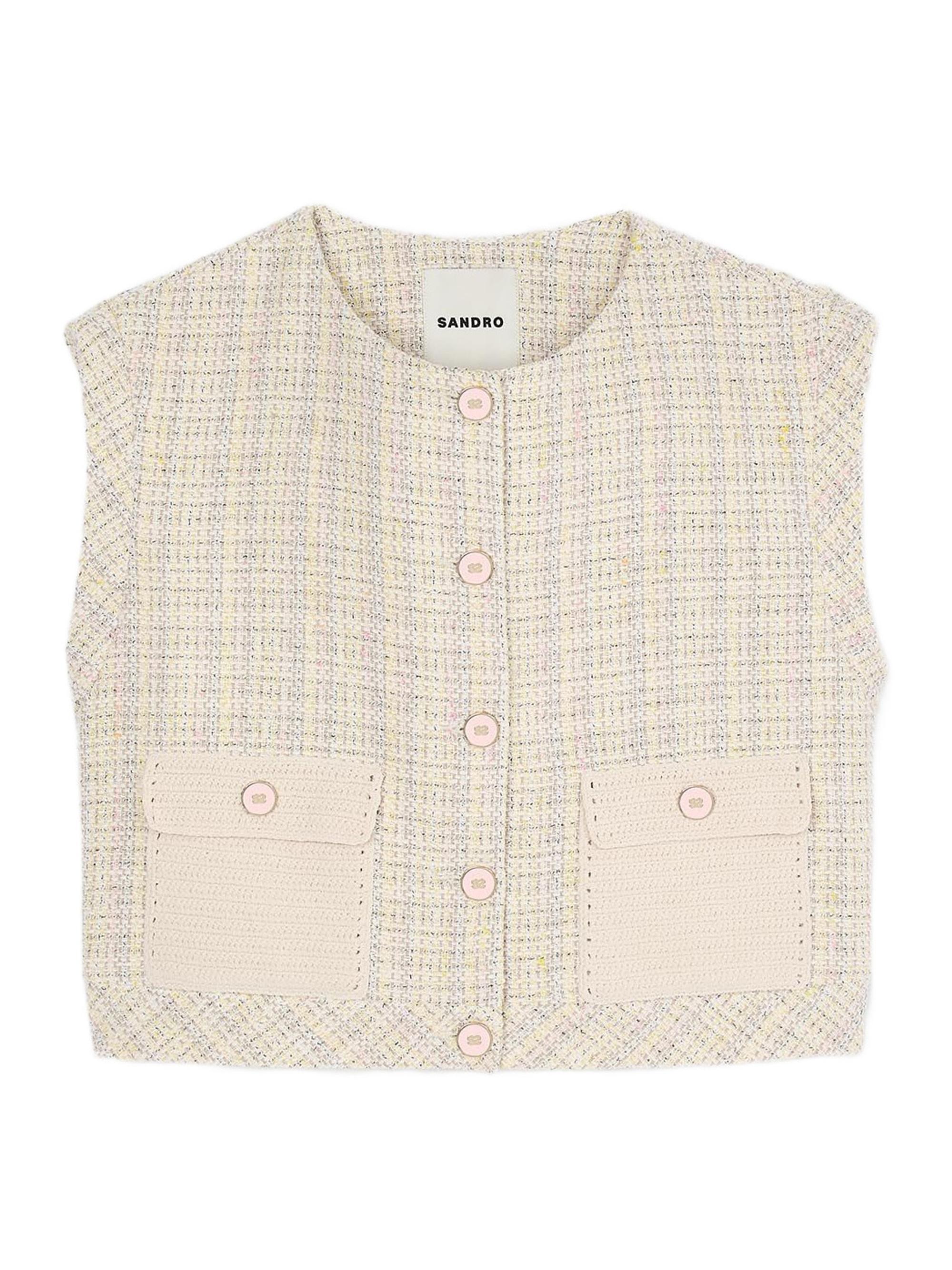 Sandro Women's Decorative Tweed Jacket - Ecru Multicolor