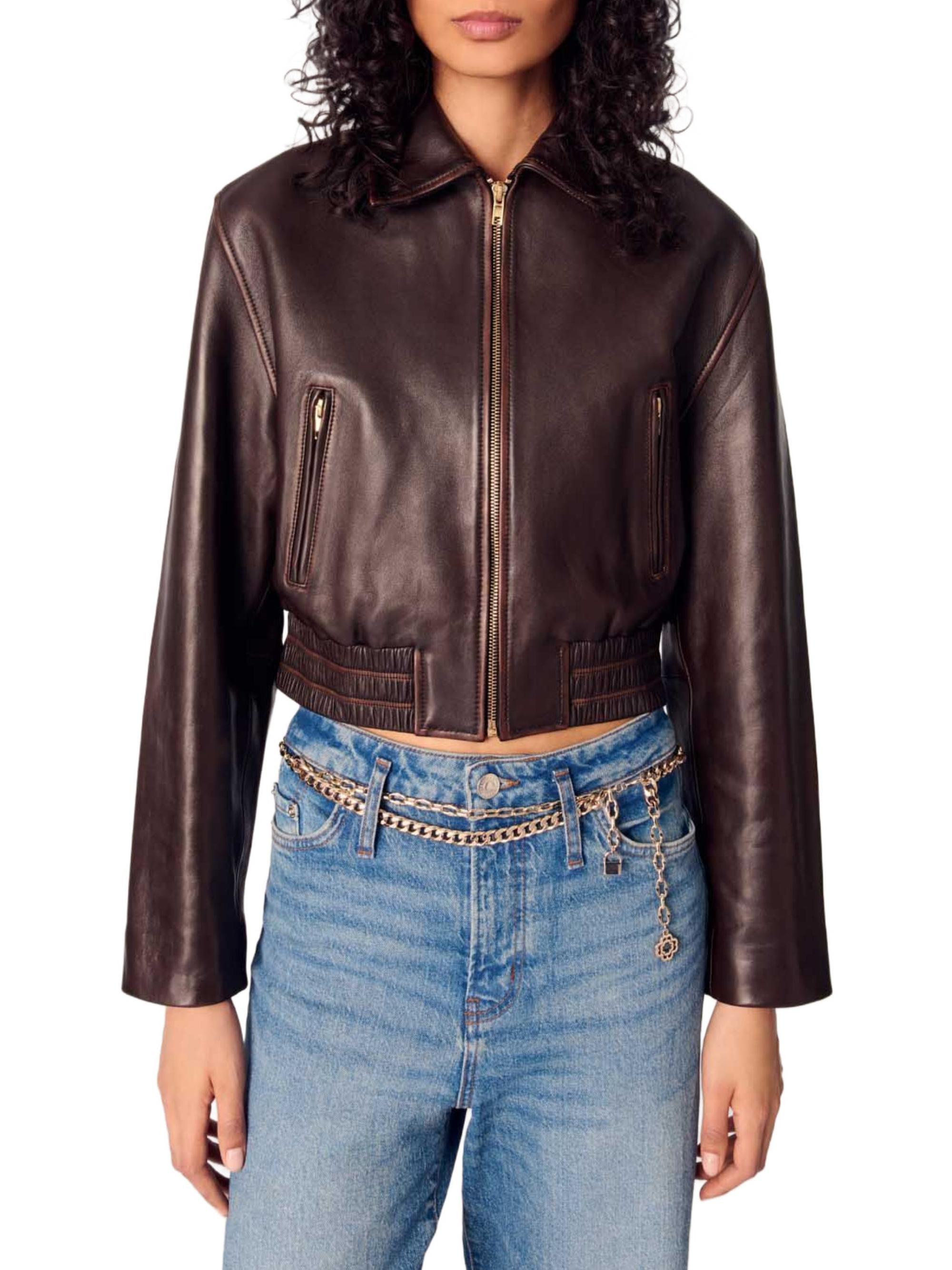 Maje Vintage Leather Cropped Jacket | Saks Fifth Avenue
