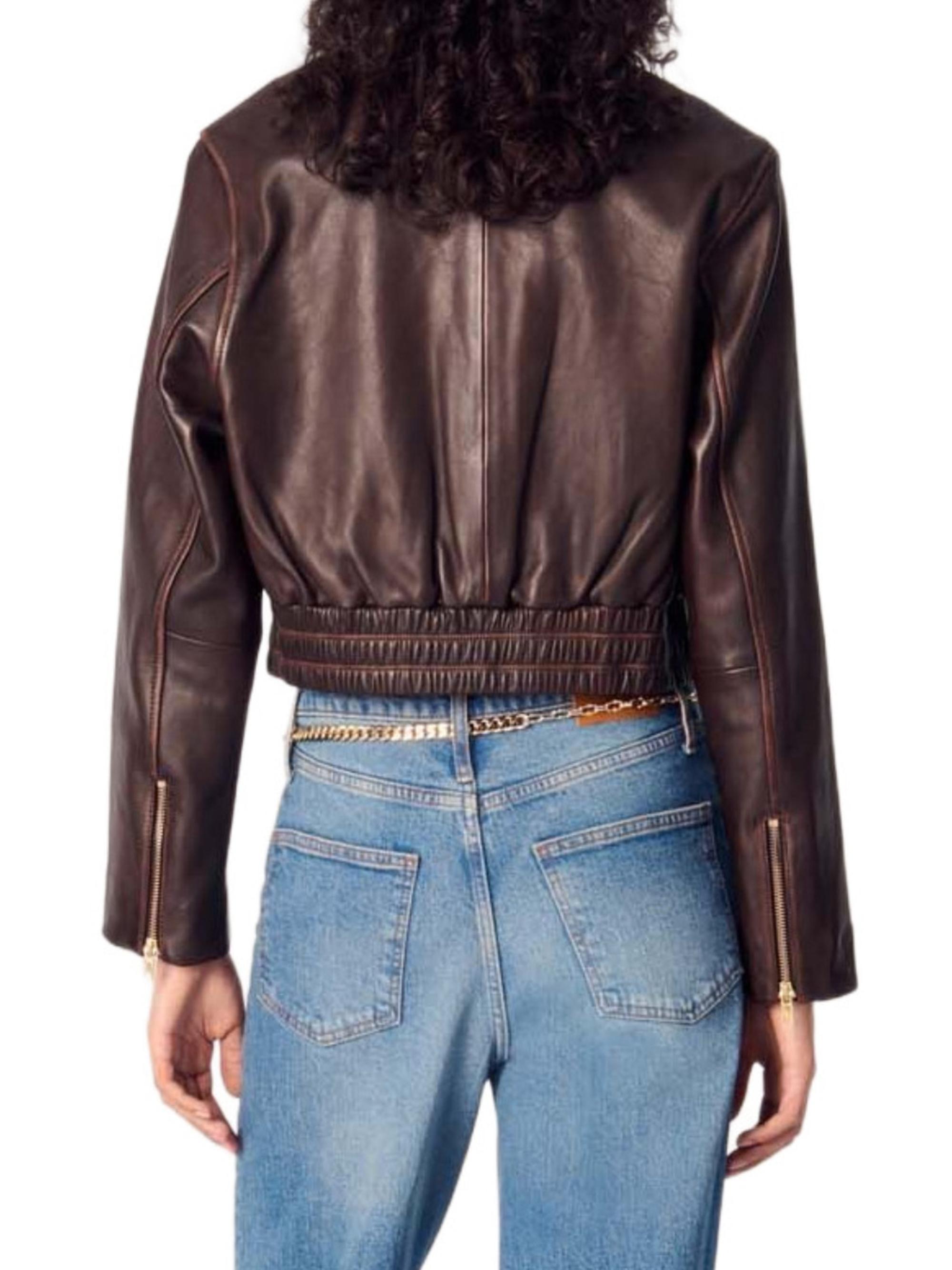 Maje Vintage Leather Cropped Jacket | Saks Fifth Avenue