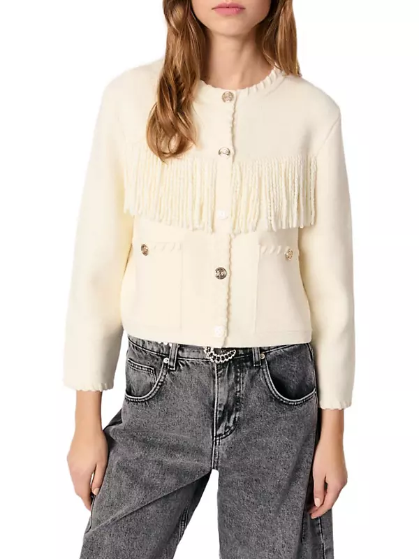 Shop Maje Fringed Cardigan | Saks Fifth Avenue Shop Maje Fringed Cardigan | Saks Fifth Avenue