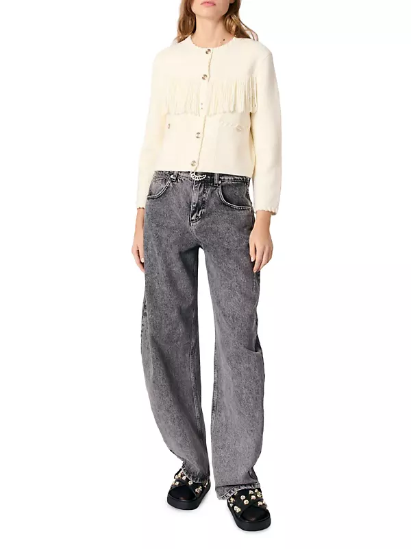 Shop Maje Fringed Cardigan | Saks Fifth Avenue Shop Maje Fringed Cardigan | Saks Fifth Avenue