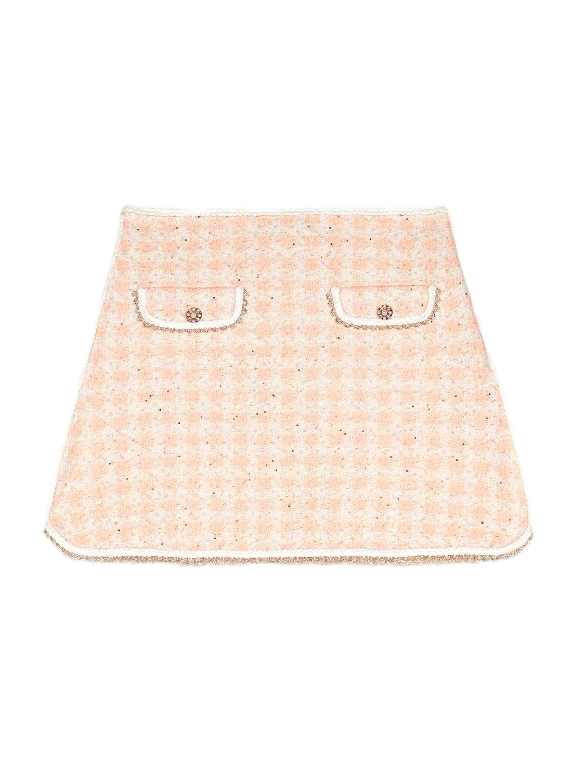 Maje Women's Short Tweed-Effect Knit Skirt - Pink Ecru