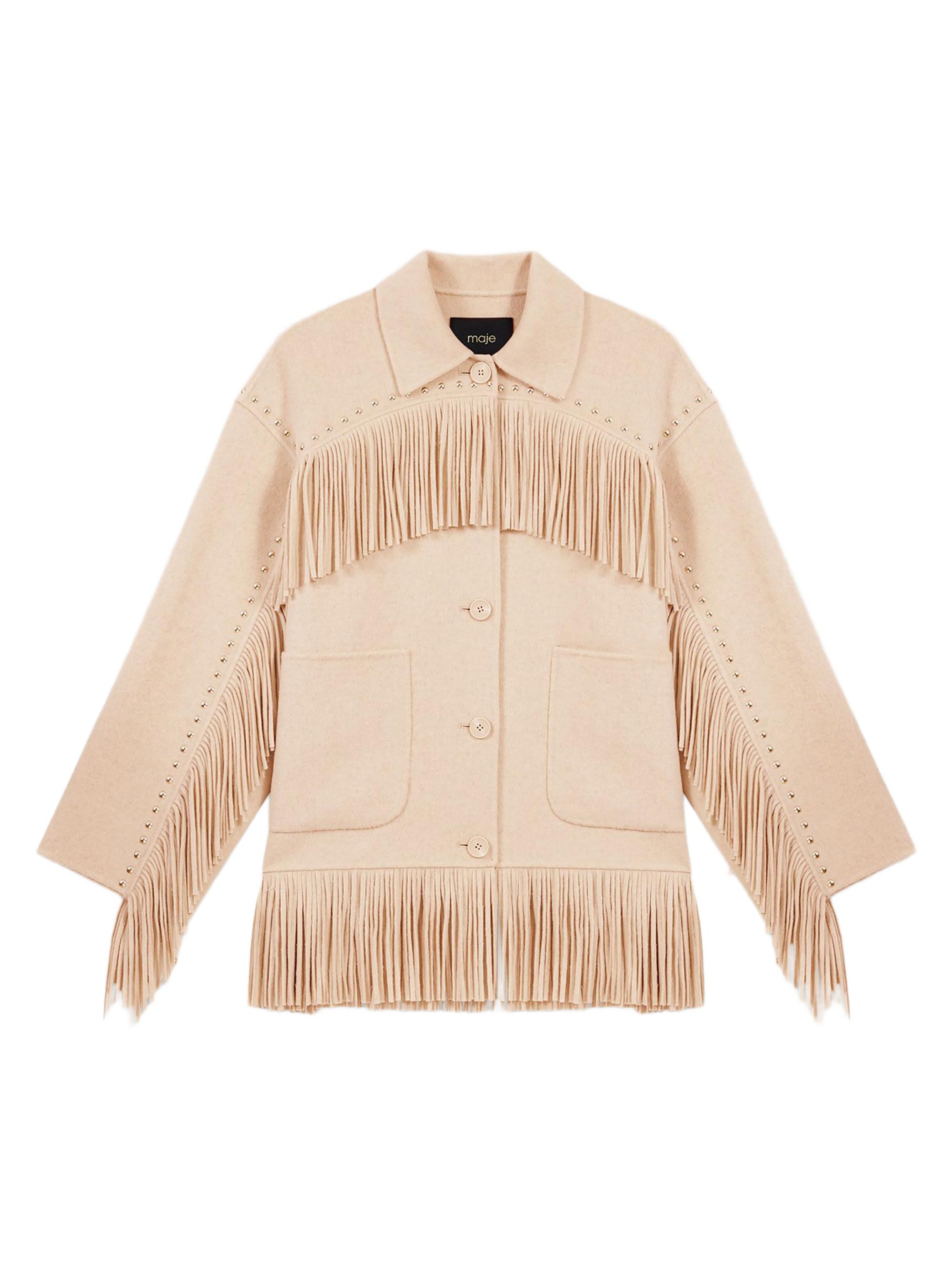 Maje Double-Breasted Fringed Coat | Saks Fifth Avenue