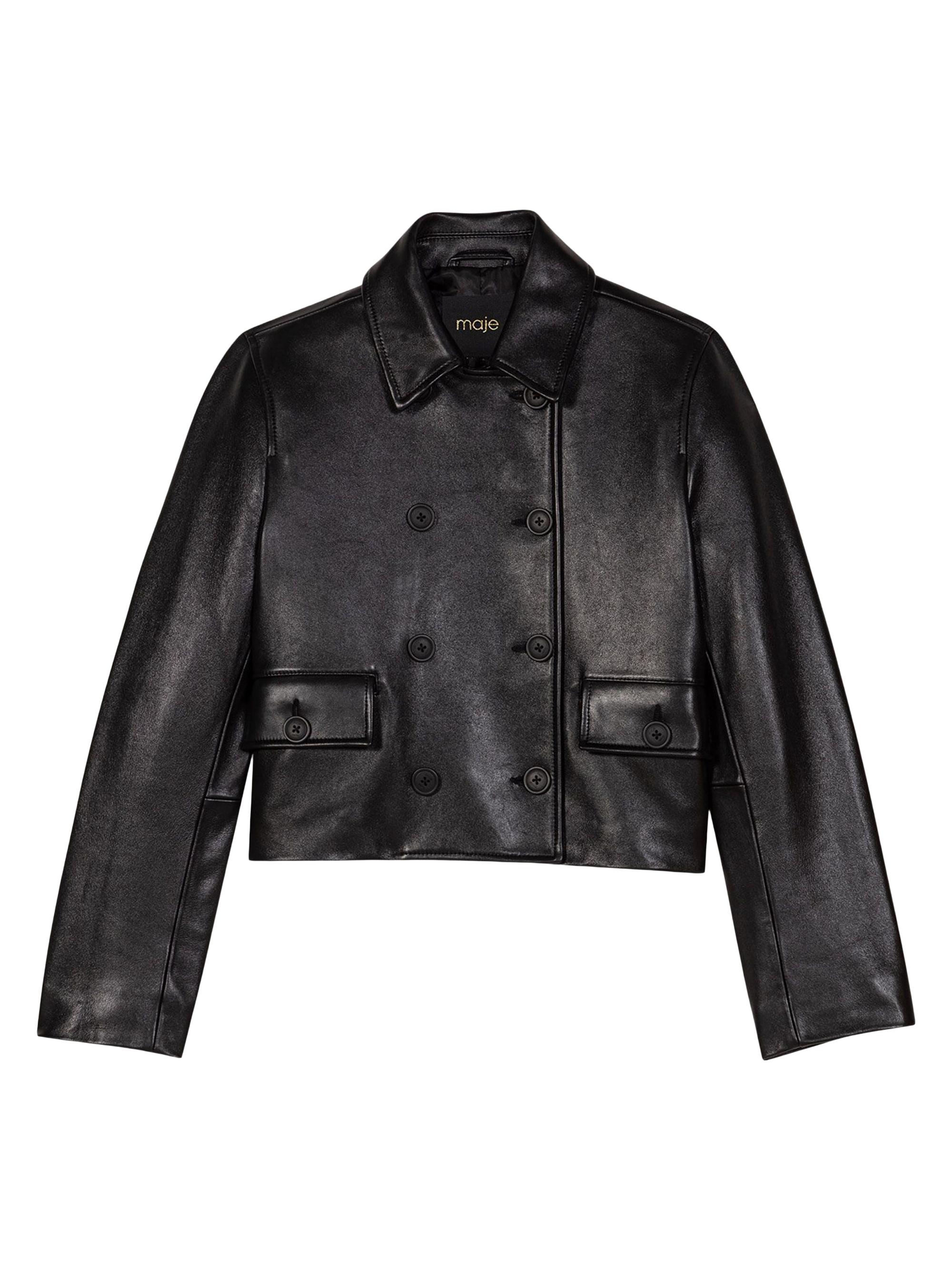 ジャケット・アウター theory 19AW IDEAL LEATHER CROP CREW JKT Theory Leather Cropped Boxy Jacket | Saks Fifth Avenue