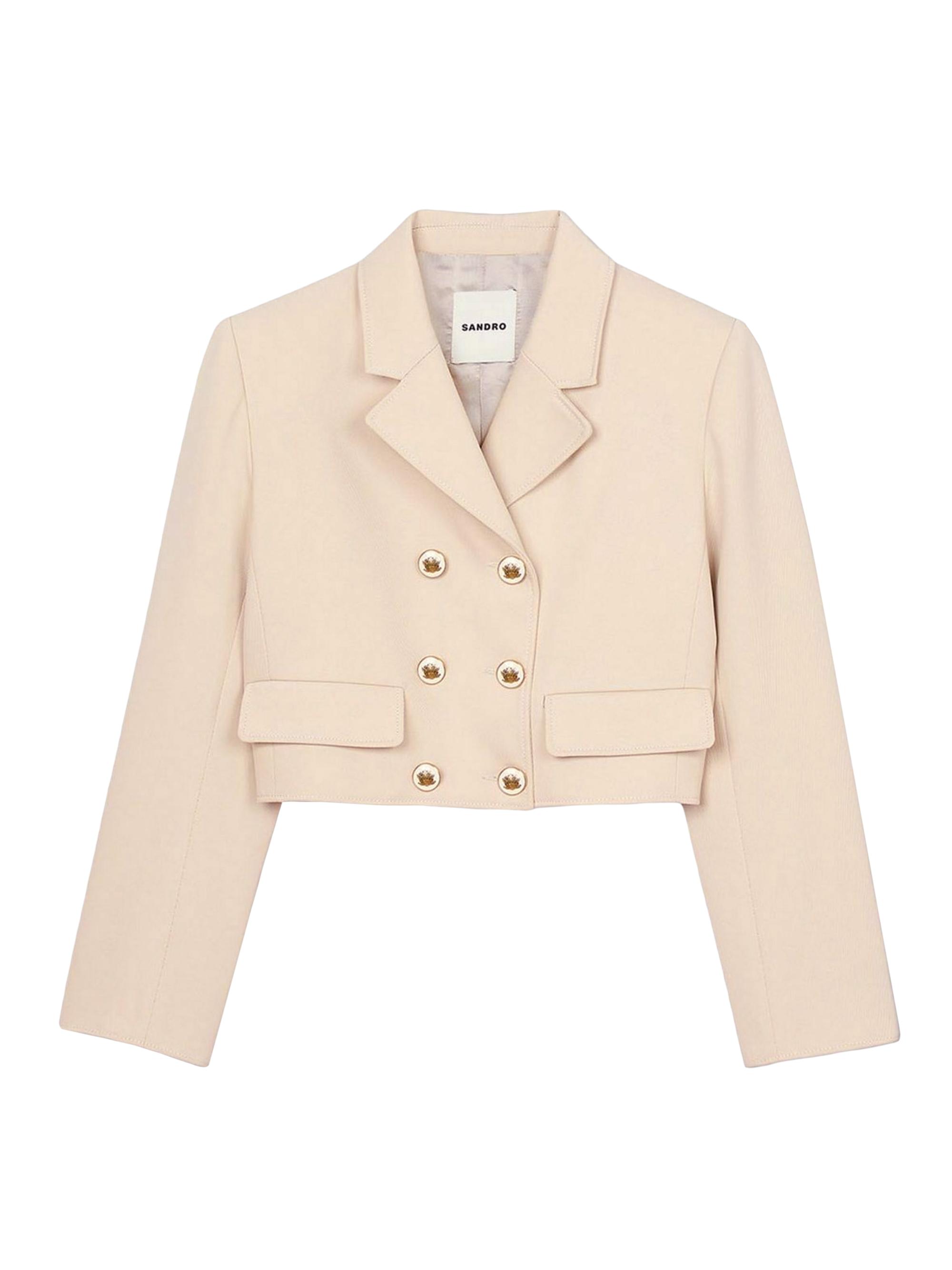 Sandro Women's Cropped Buttoned Jacket - Sand