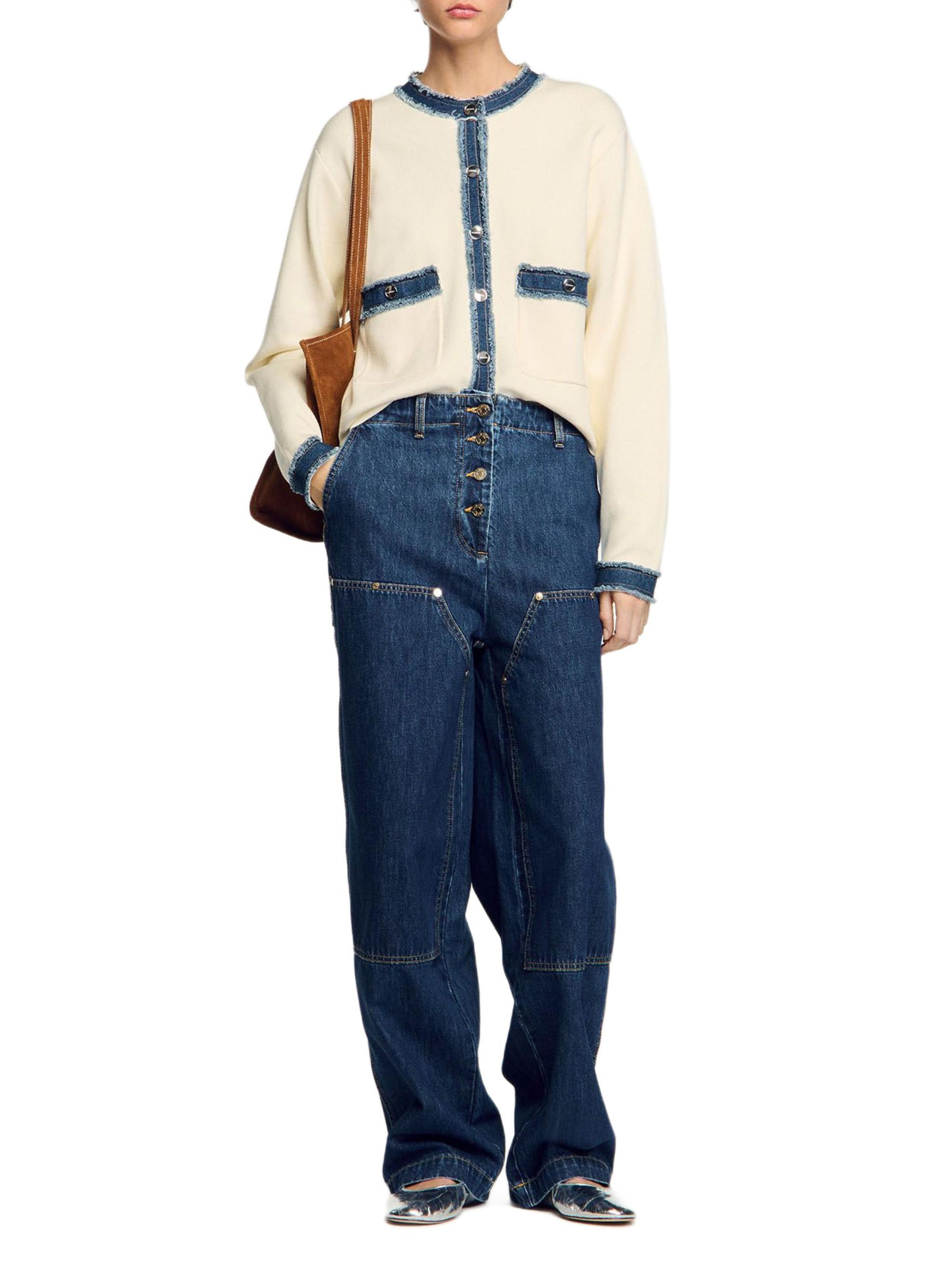 Sandro Cardigan with Denim Details | Saks Fifth Avenue