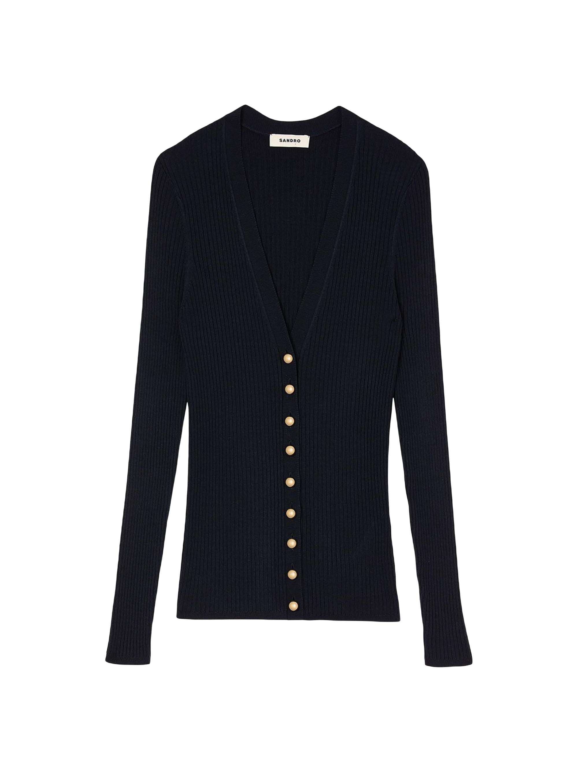 Sandro Women's Rib Knit Cardigan - Navy Blue