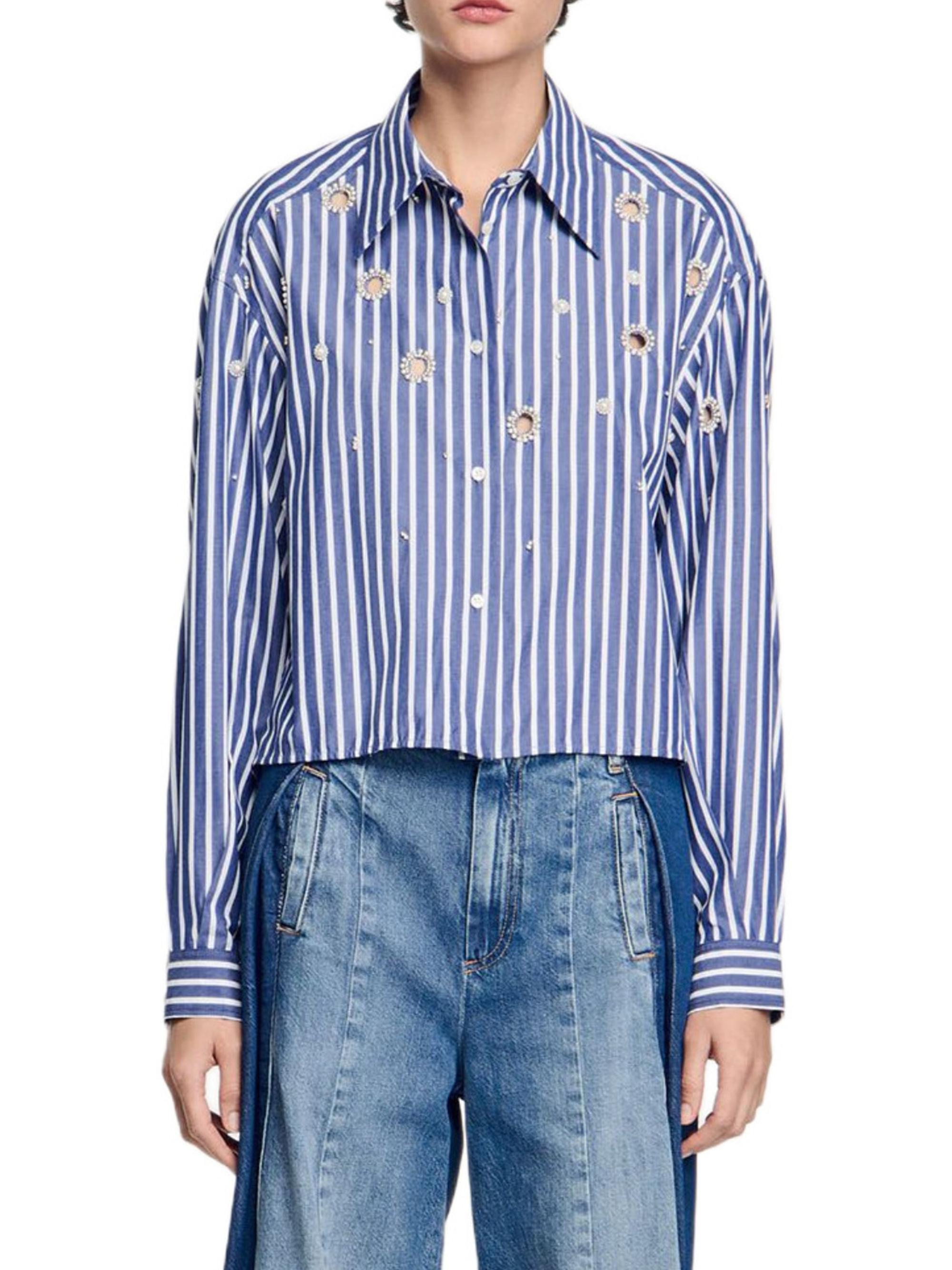 Sandro Beaded Striped Shirt | Saks Fifth Avenue
