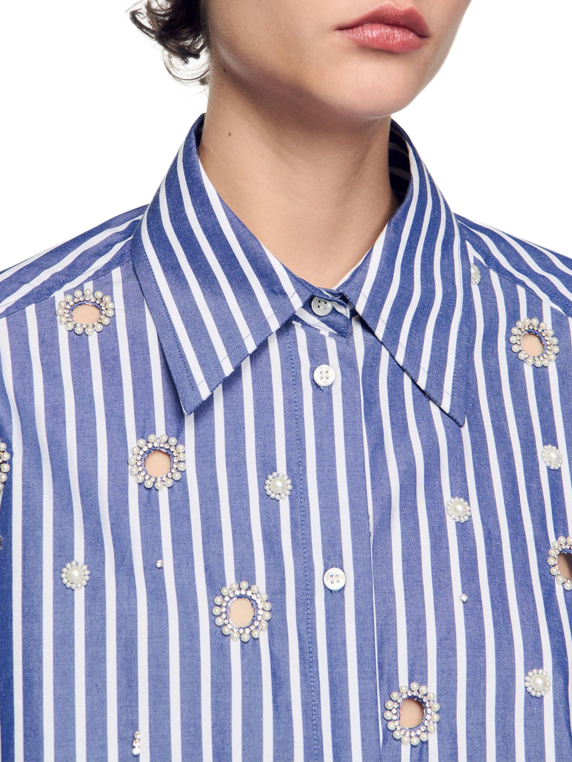 Sandro Beaded Striped Shirt | Saks Fifth Avenue