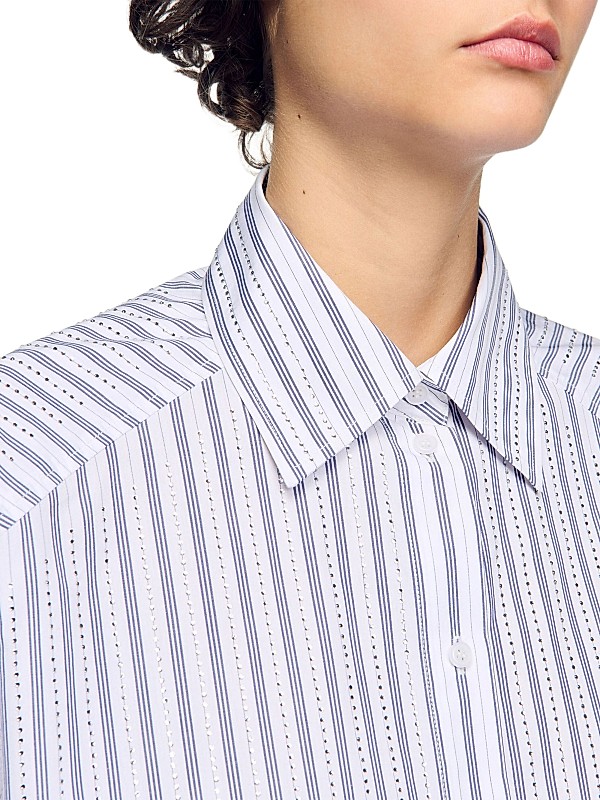 Shop Sandro Striped Rhinestone Shirt | Saks Fifth Avenue Shop Sandro Striped Rhinestone Shirt | Saks Fifth Avenue