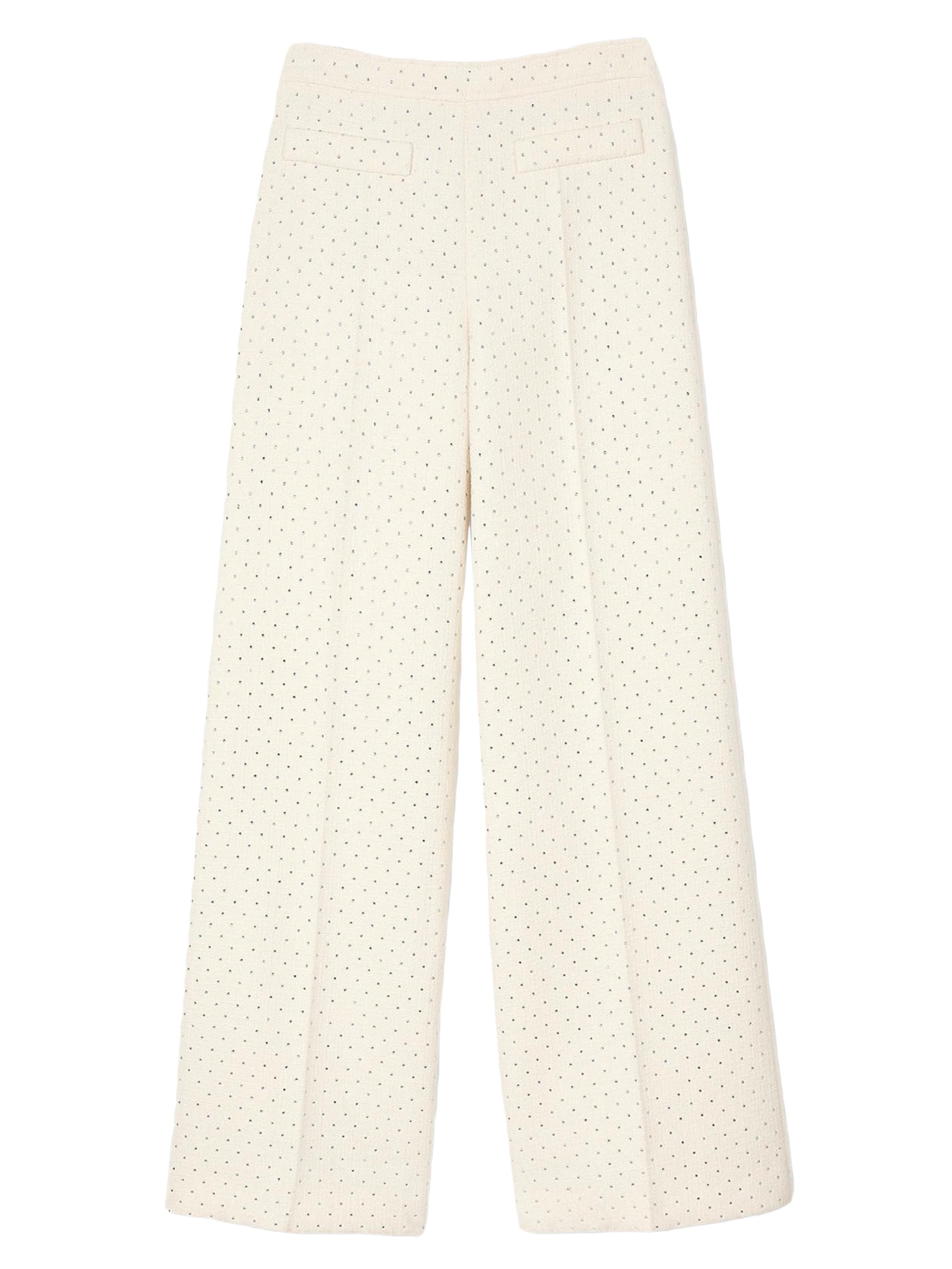 Sandro Women's Tweed Rhinestone-Covered Trousers - Ecru