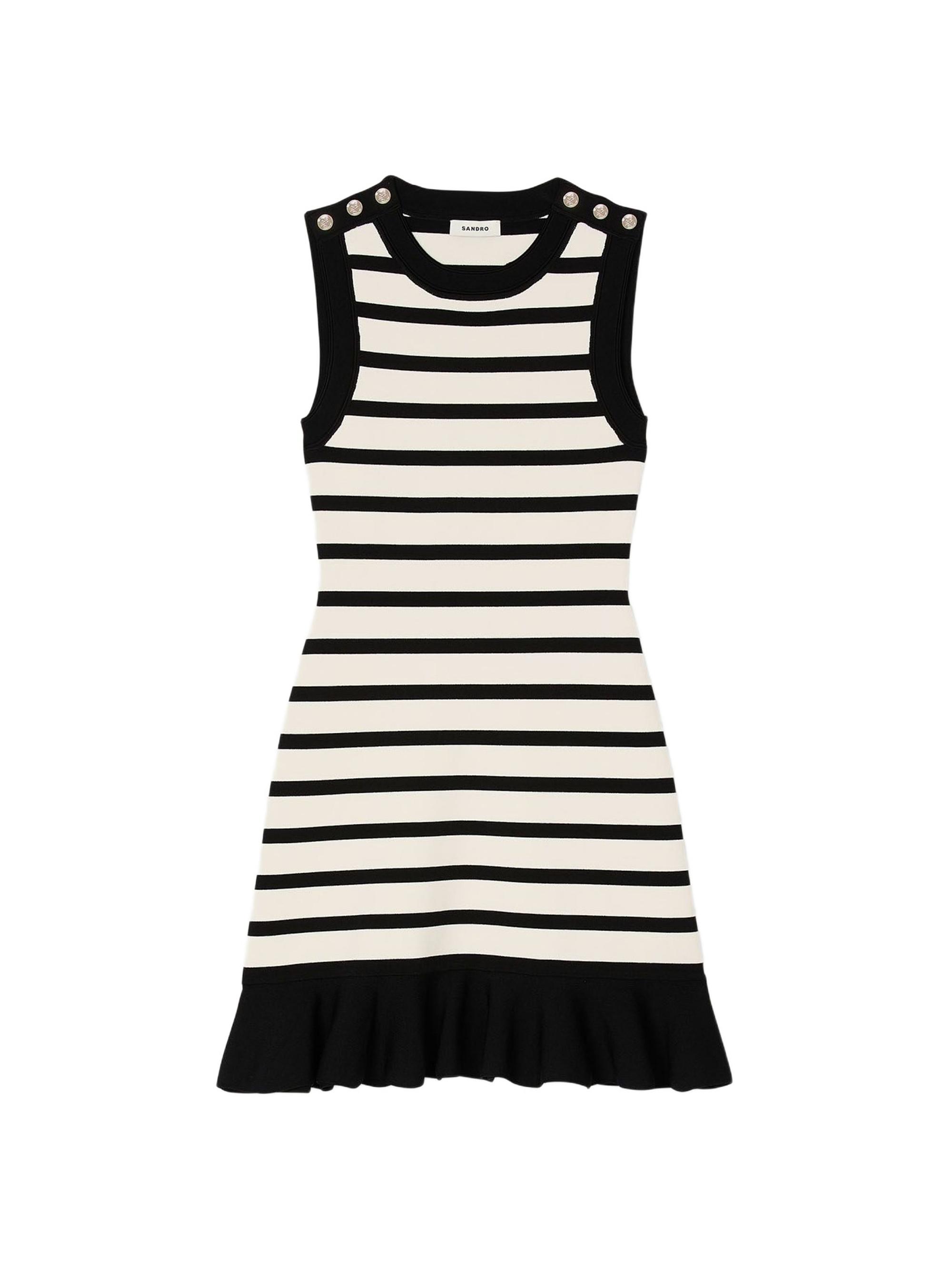 Sandro Women's Striped Knit Mini Dress - Ecru Black