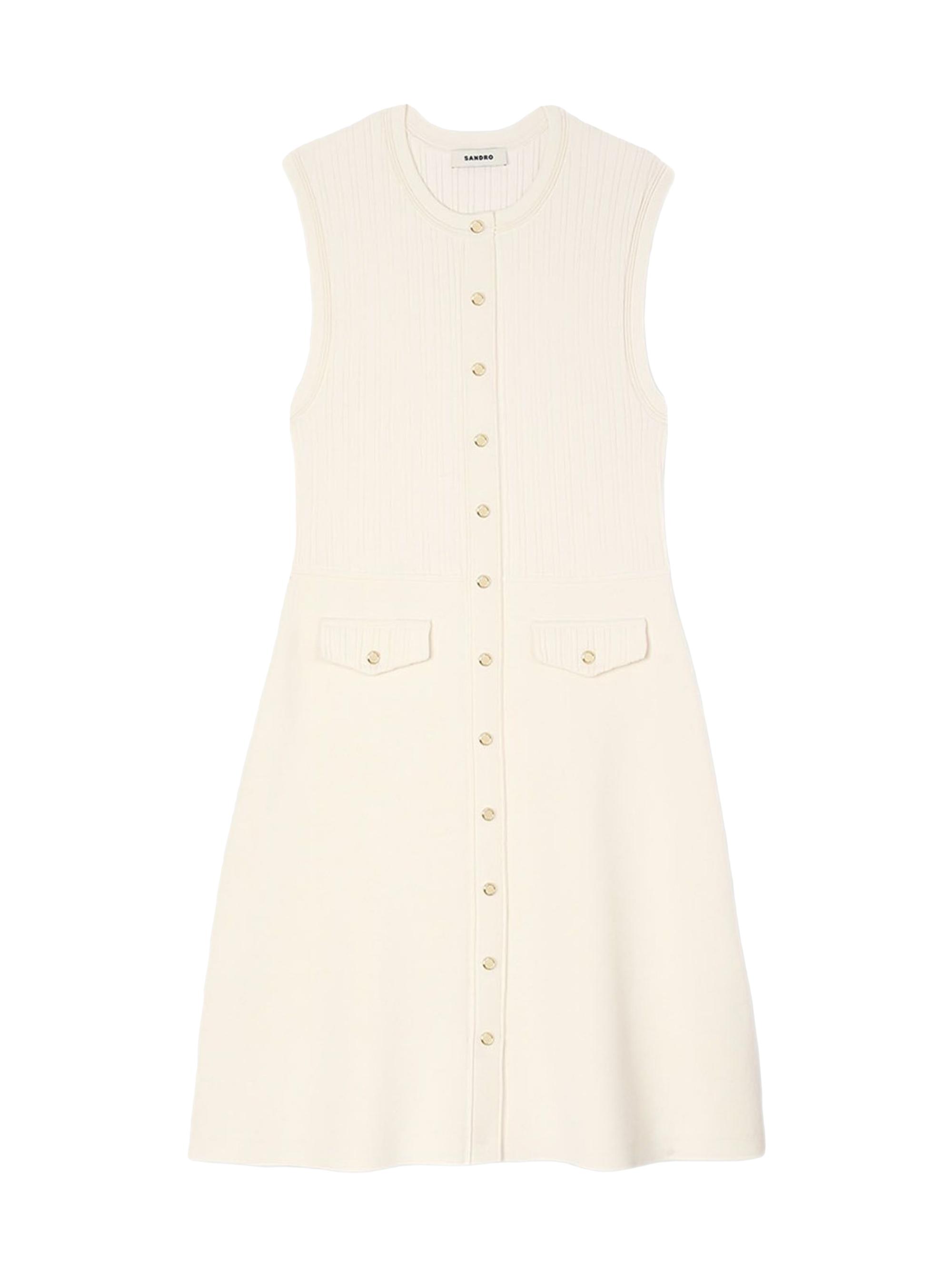 Sandro Women's Rib Knit Mini Dress - Ecru