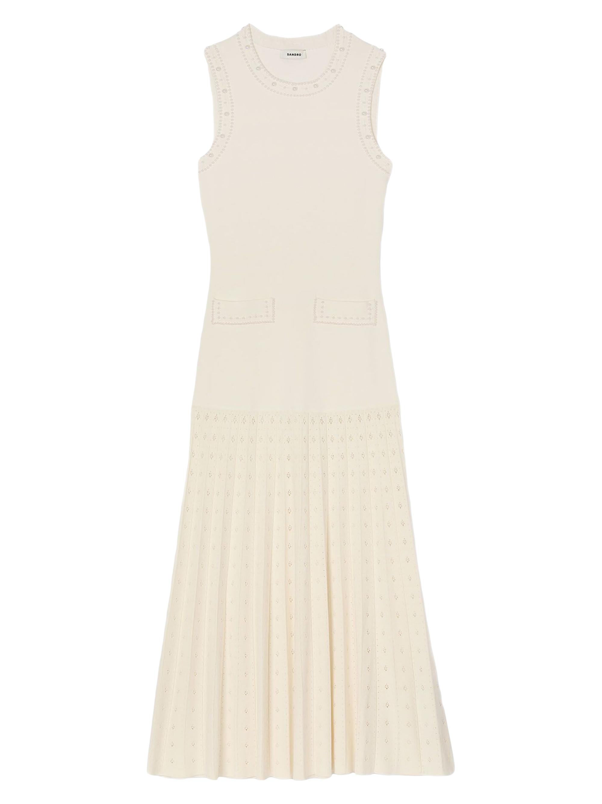 Sandro Women's Pearl Bead Knit Maxi Dress - Ecru
