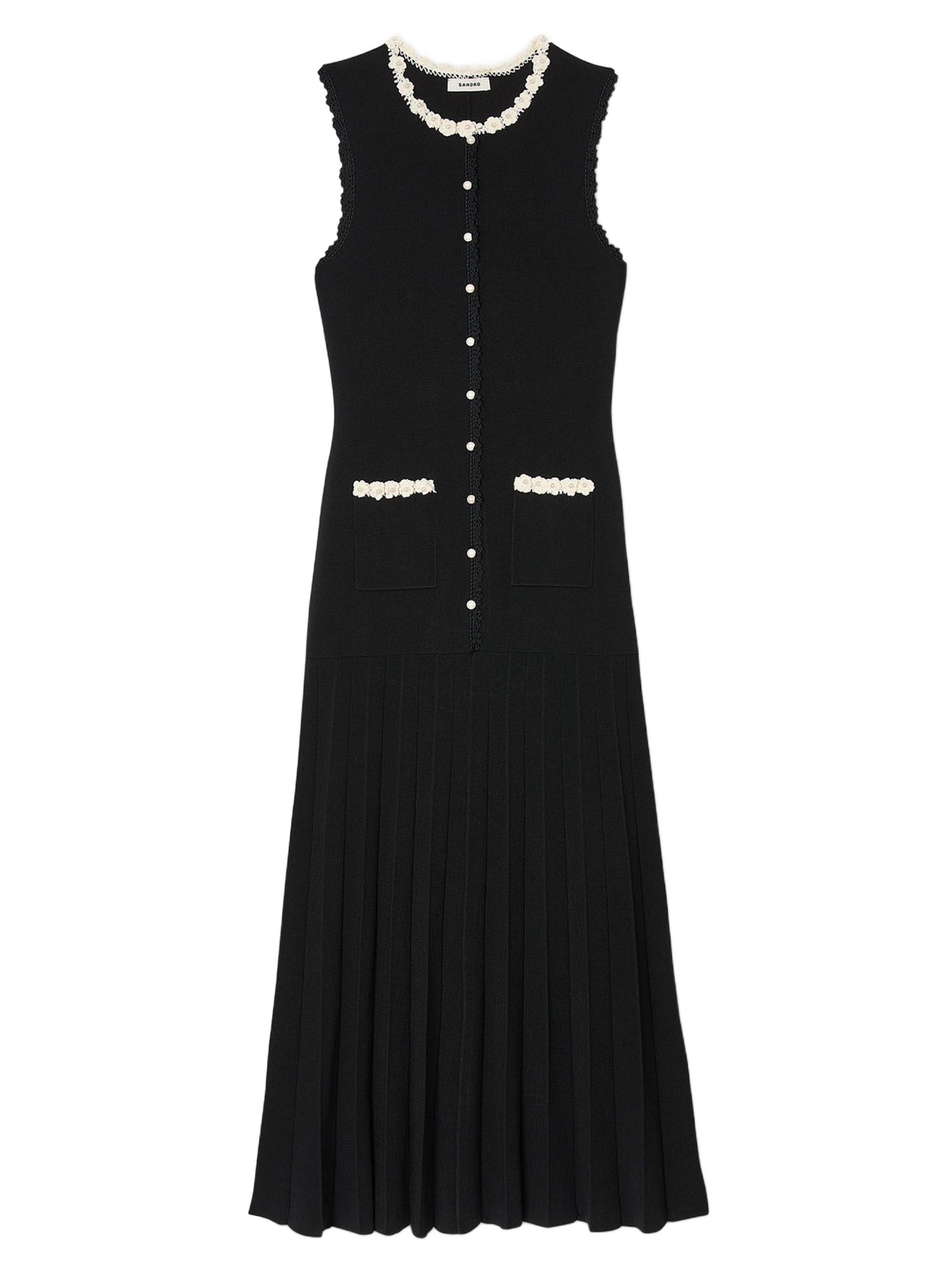 Sandro Women's Maxi Dress with Crochet Detailing - Black