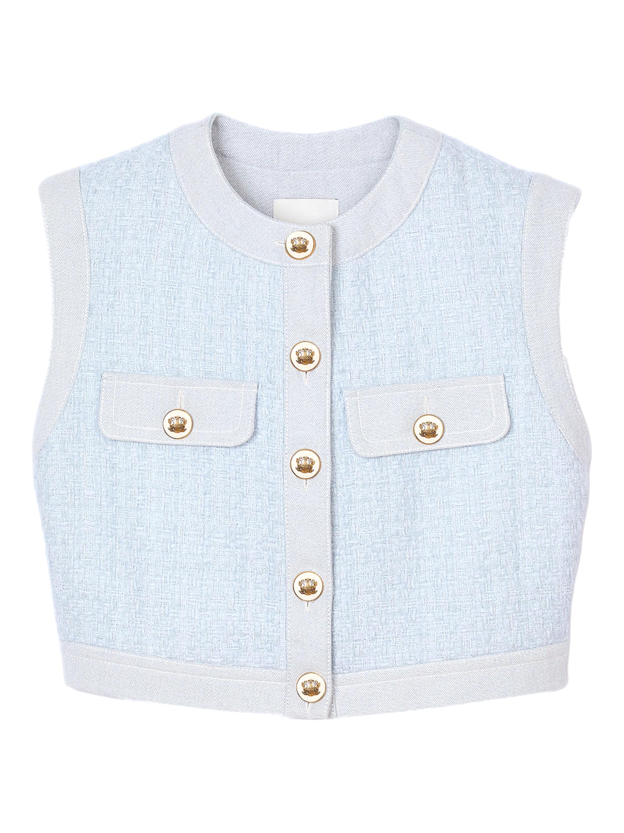 Sandro Women's Decorative Tweed Jacket - Sky Blue