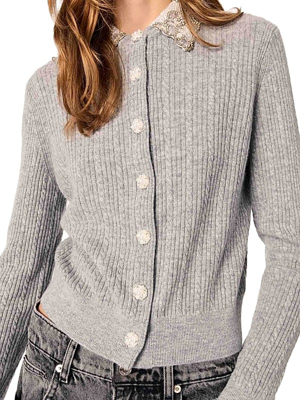 Shop Maje Cardigan with Jewellery Collar | Saks Fifth Avenue Shop Maje Cardigan with Jewellery Collar | Saks Fifth Avenue