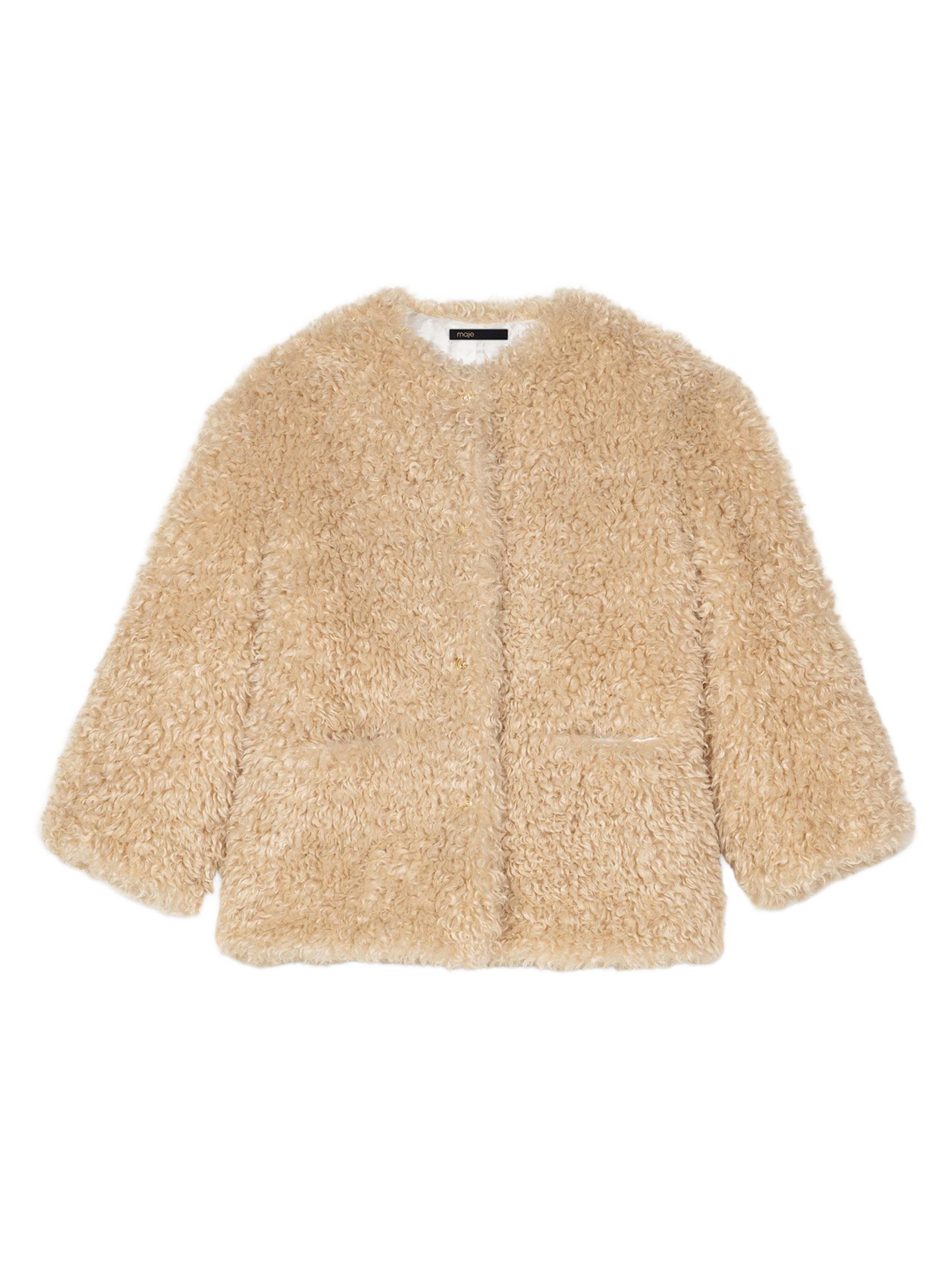 Maje Women's Short Faux Fur Coat - Beige