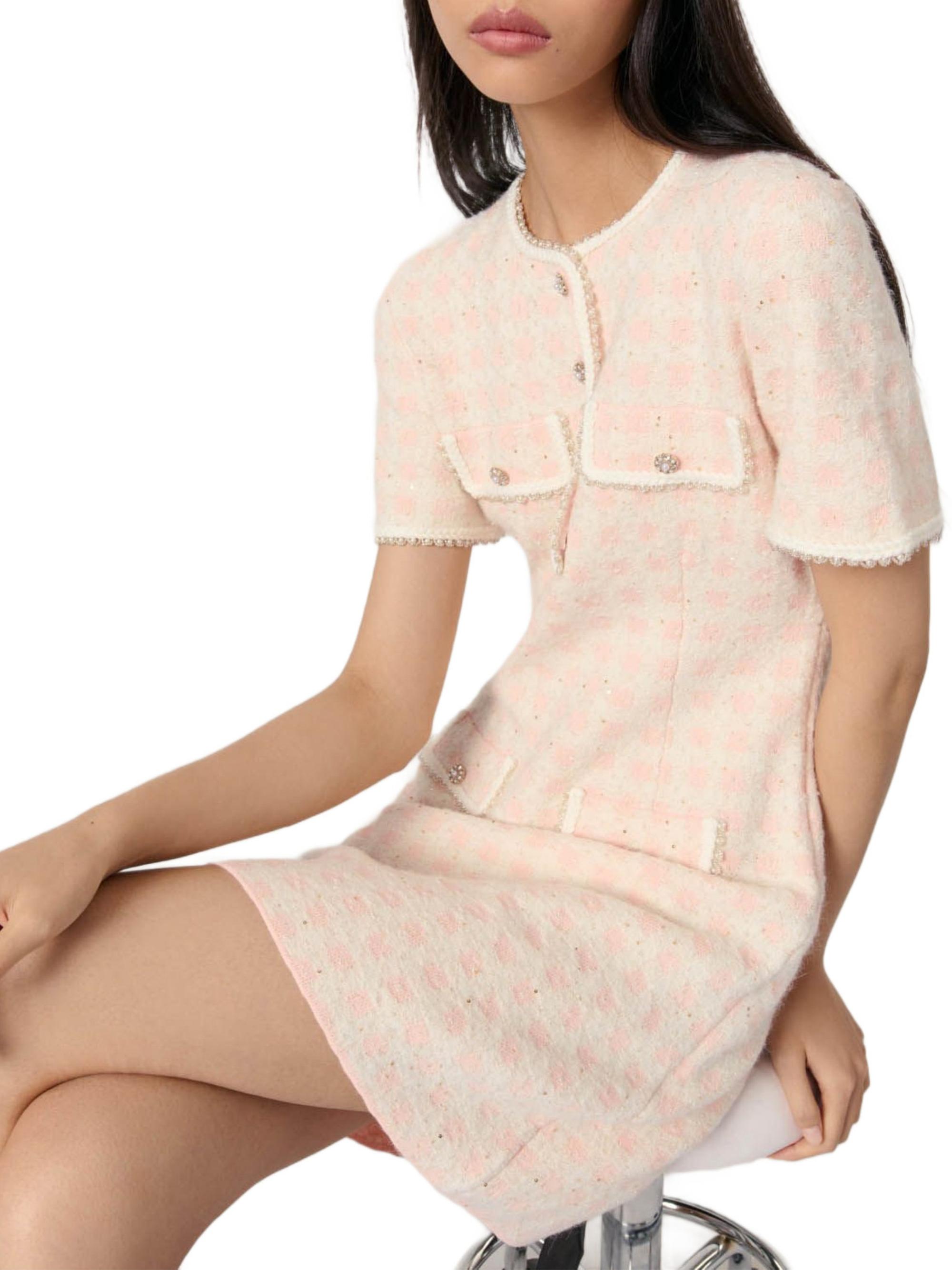 majeツイード半袖ミニワンピース 34 0400000692372_PINKECRU?wid=830