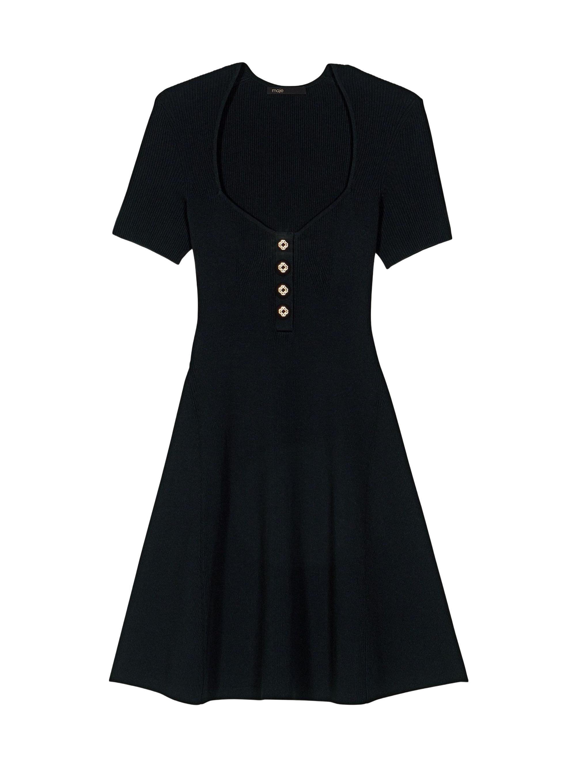 Maje Women's Rib Knit Mini Dress - Black