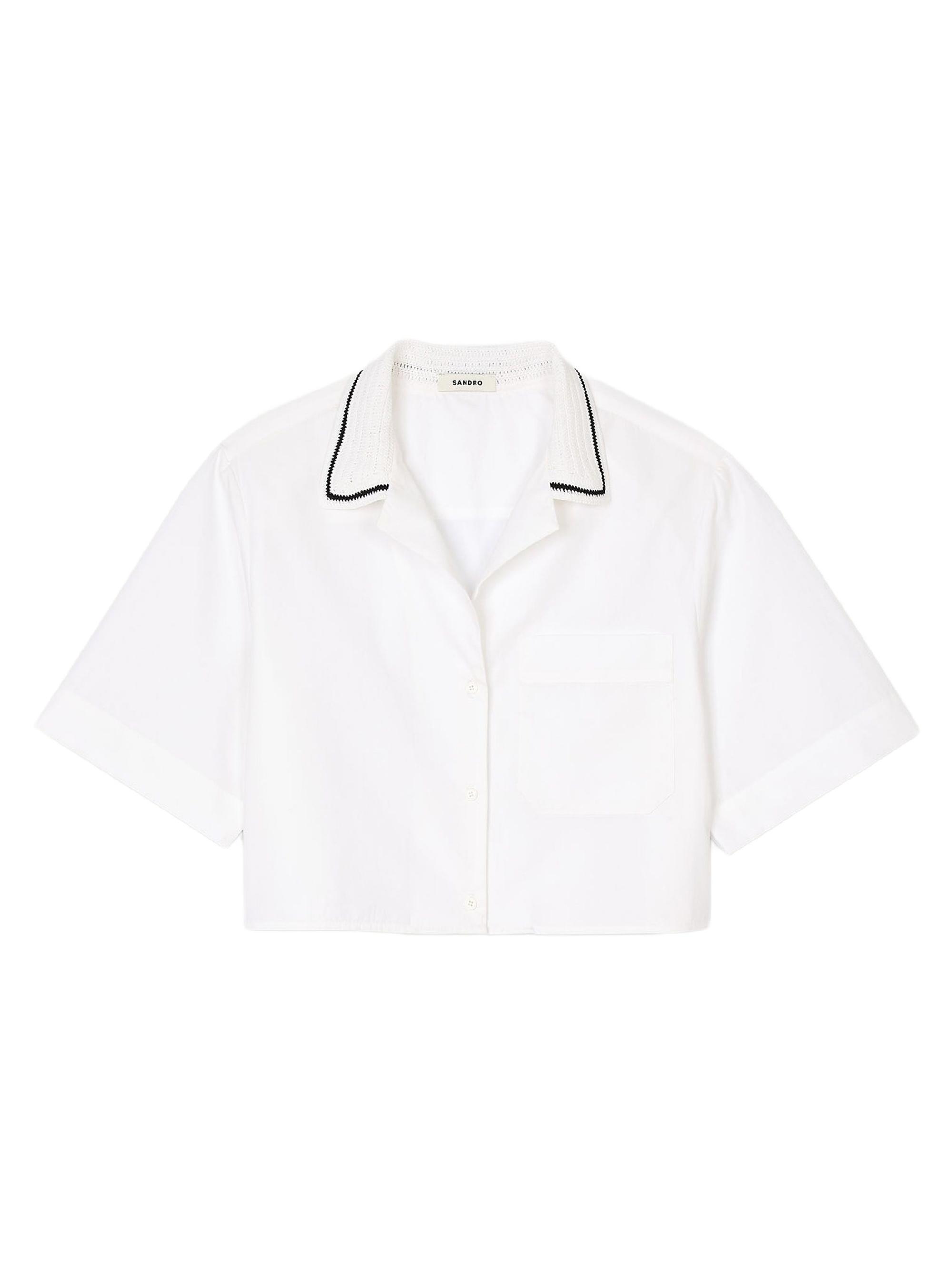 Sandro Women's Crochet Collar Shirt - White