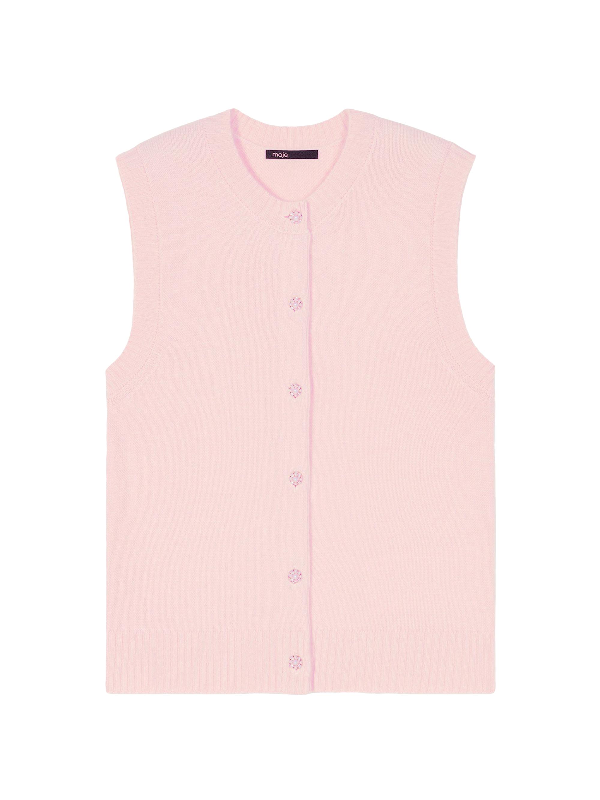 Maje Women's Sleeveless Wool Cardigan - Pink