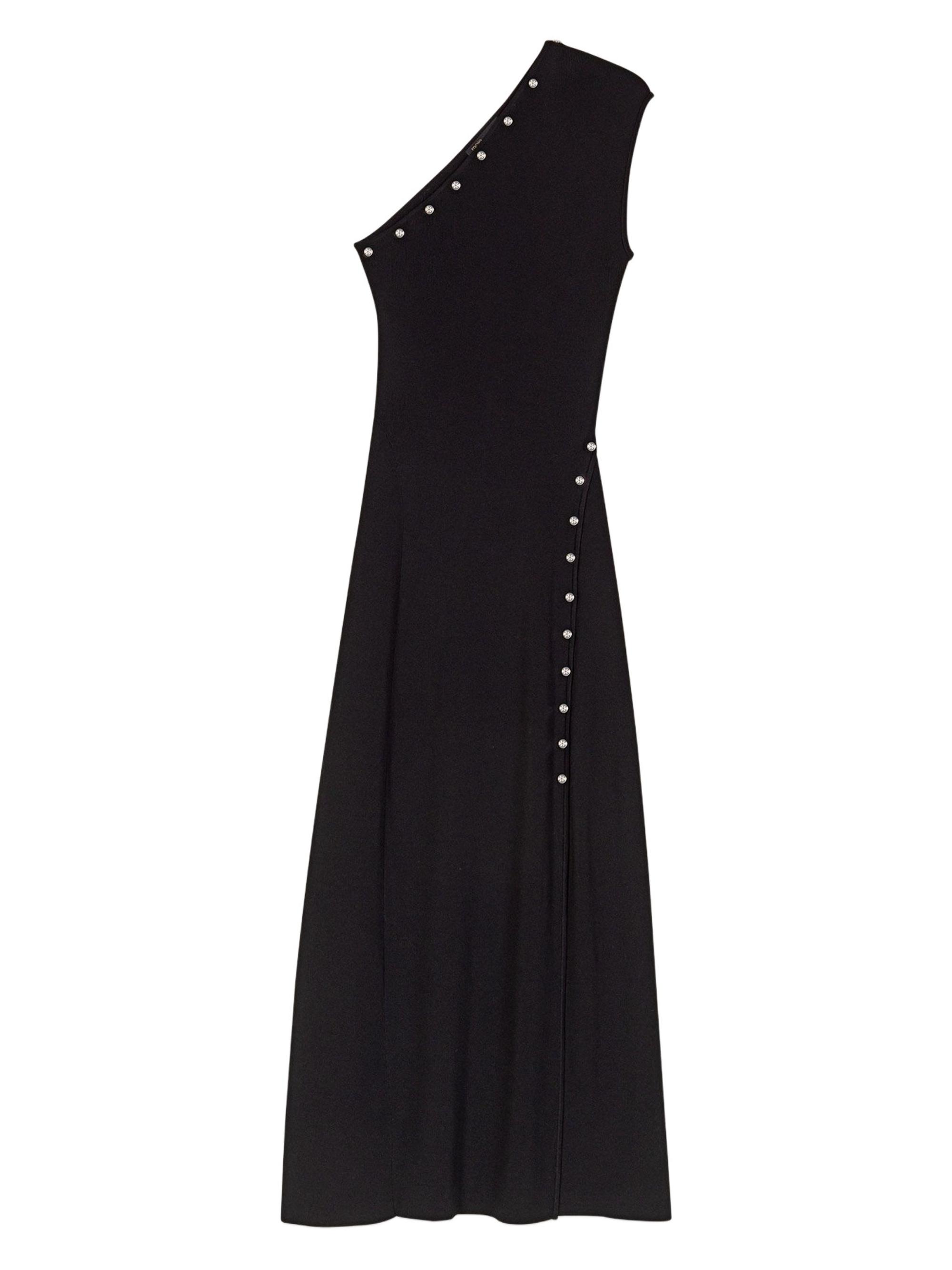 Maje Women's Asymmetric Knit Maxi Dress - Black